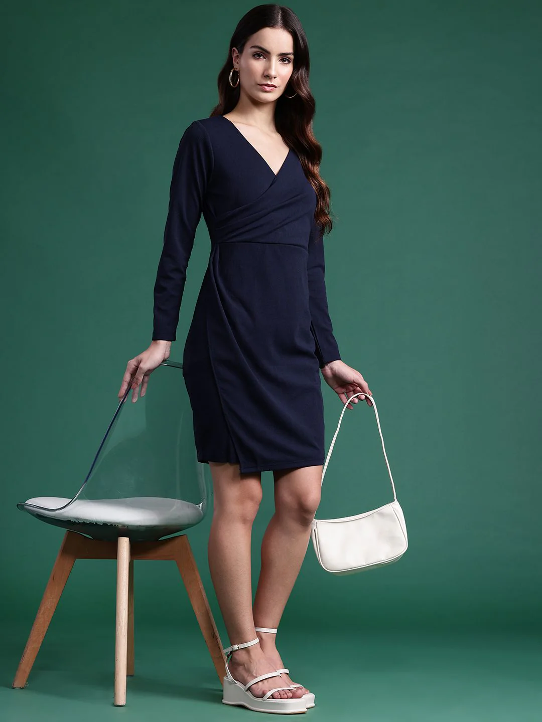 DressBerry Pleated Detail Wrap Dress - Image 4
