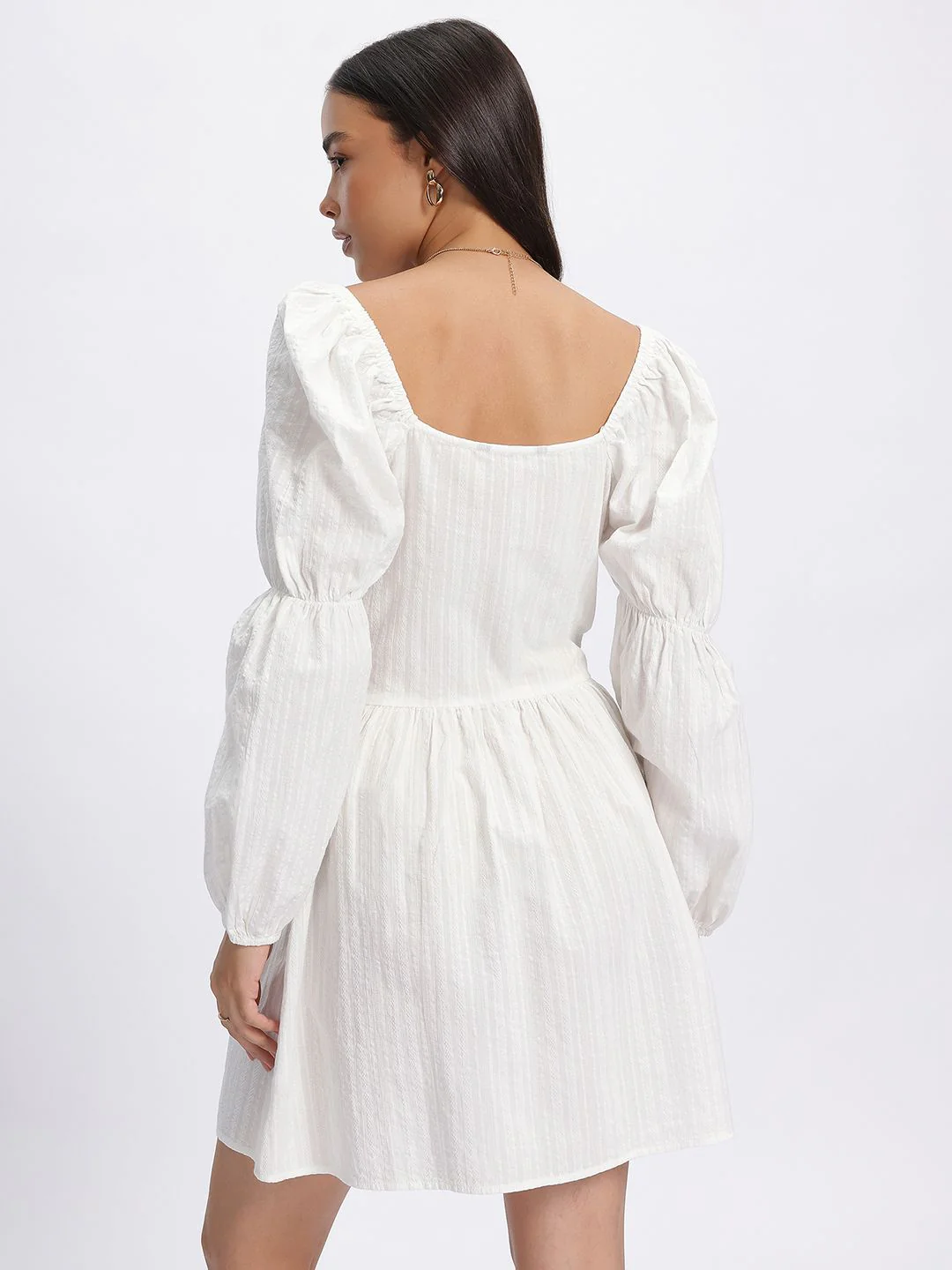 DressBerry Power Shoulders Textured A-Line Dress - Image 6