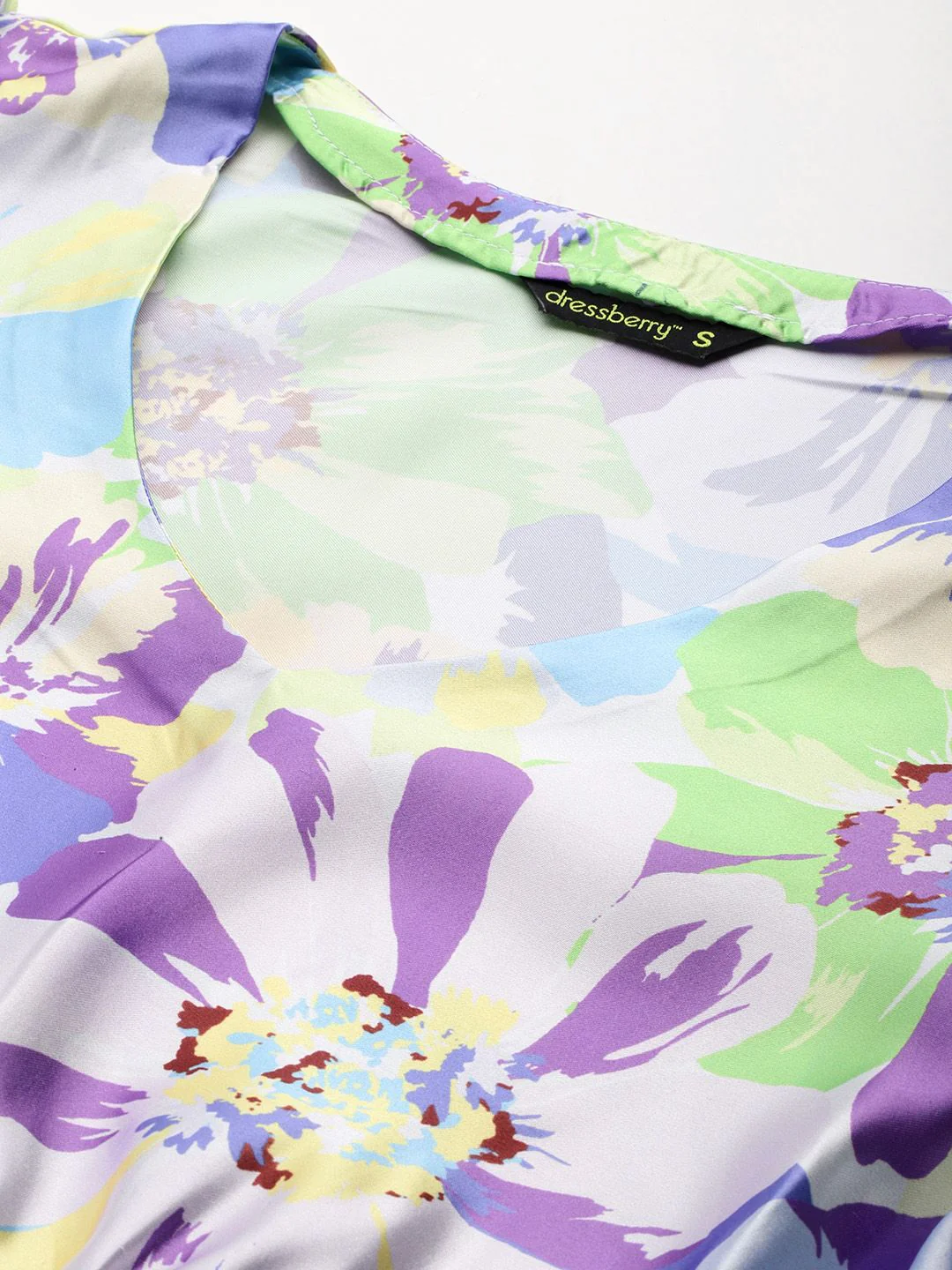 DressBerry Printed Satin-Finish A-Line Dress - Image 2