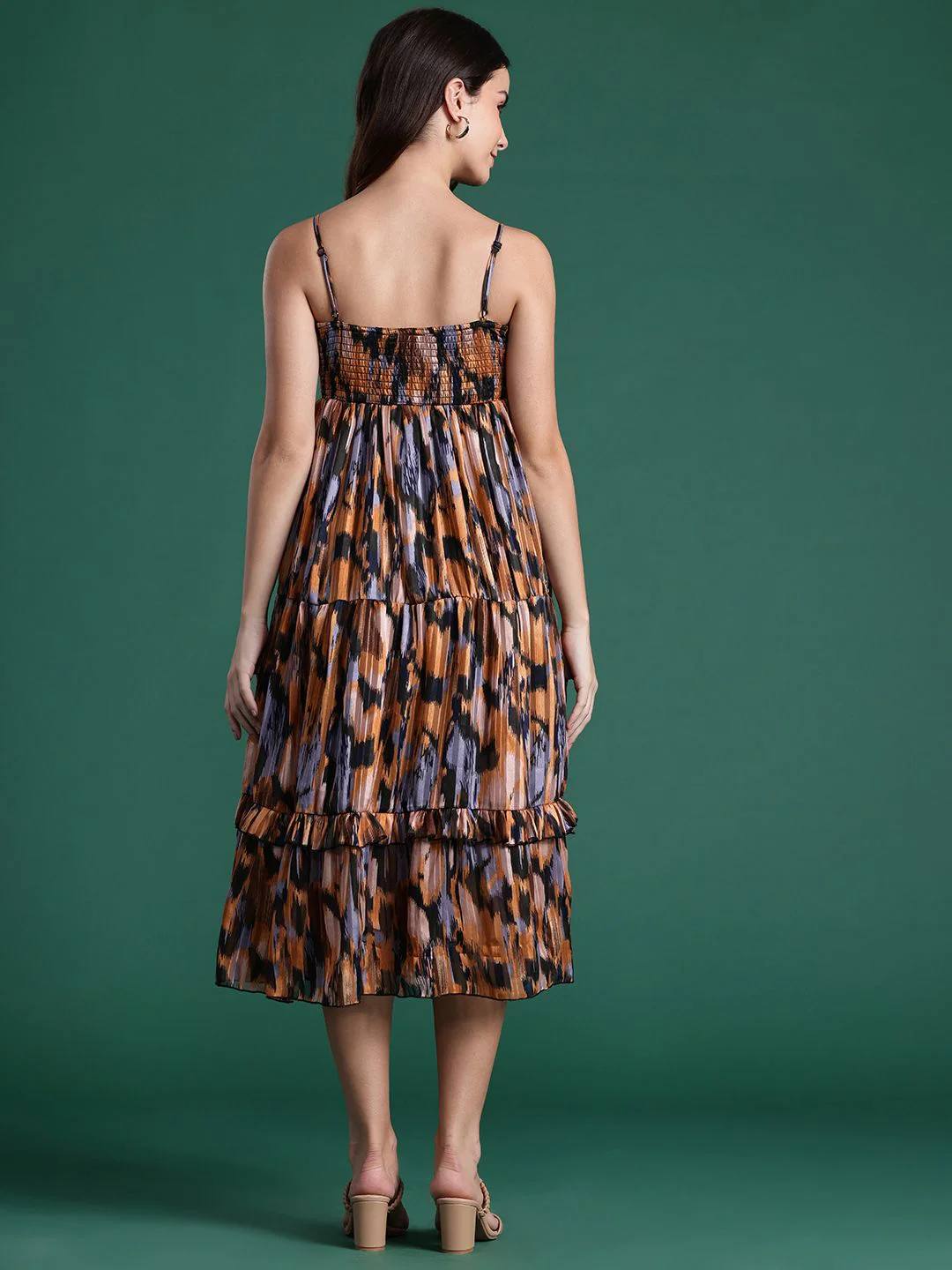 DressBerry Printed Tiered A-Line Midi Dress - Image 5