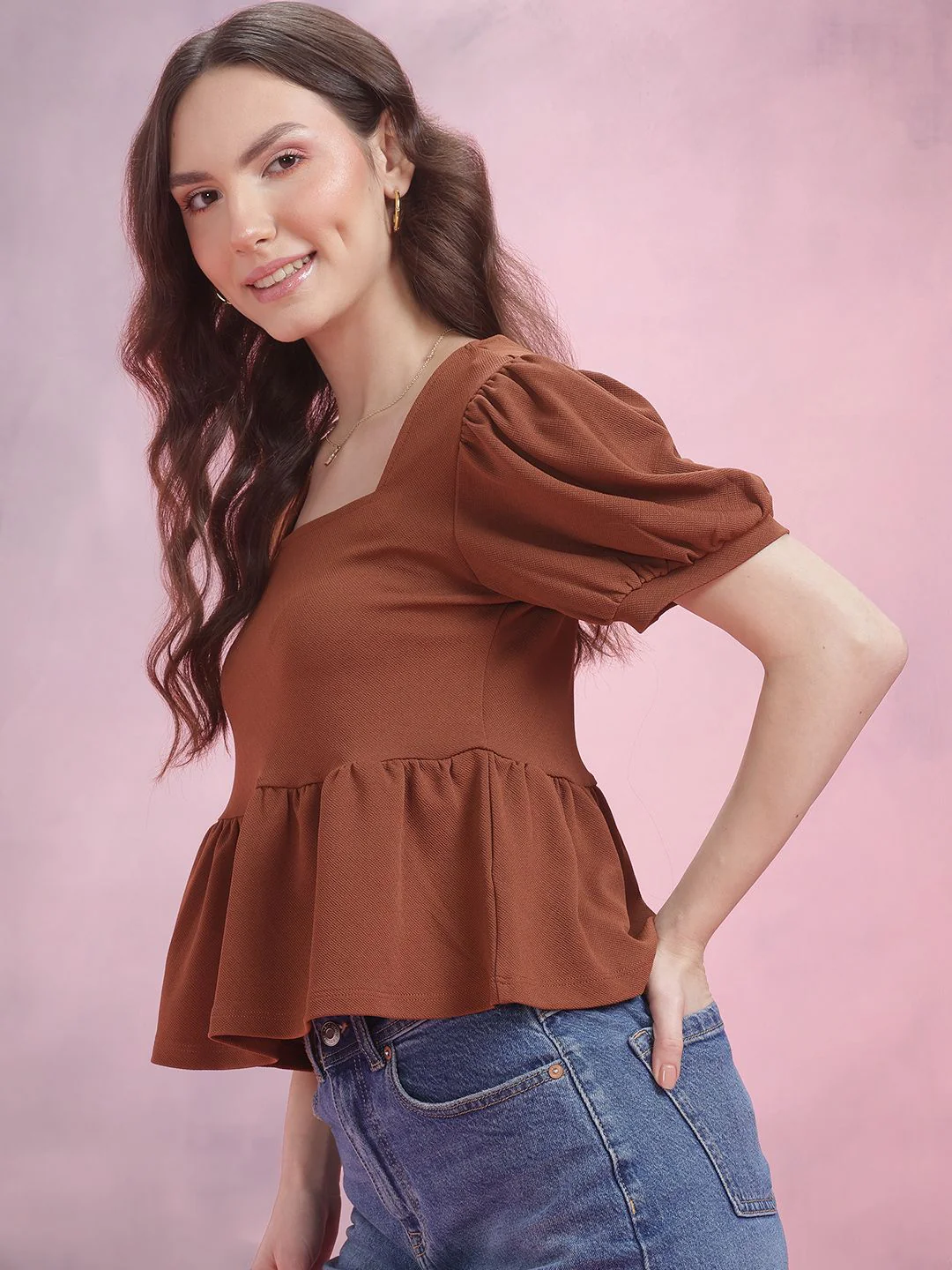 DressBerry Puff Sleeve Peplum Top - Image 5
