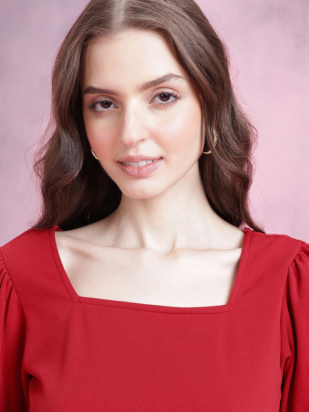 DressBerry Puff Sleeve Peplum Top - Image 2