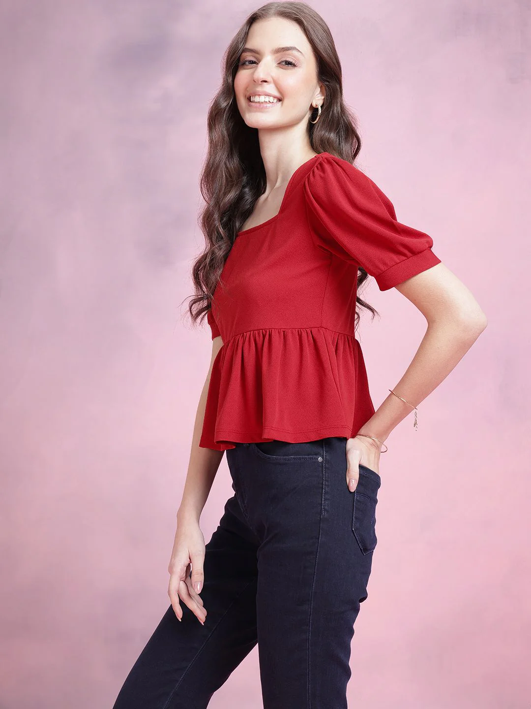 DressBerry Puff Sleeve Peplum Top - Image 5