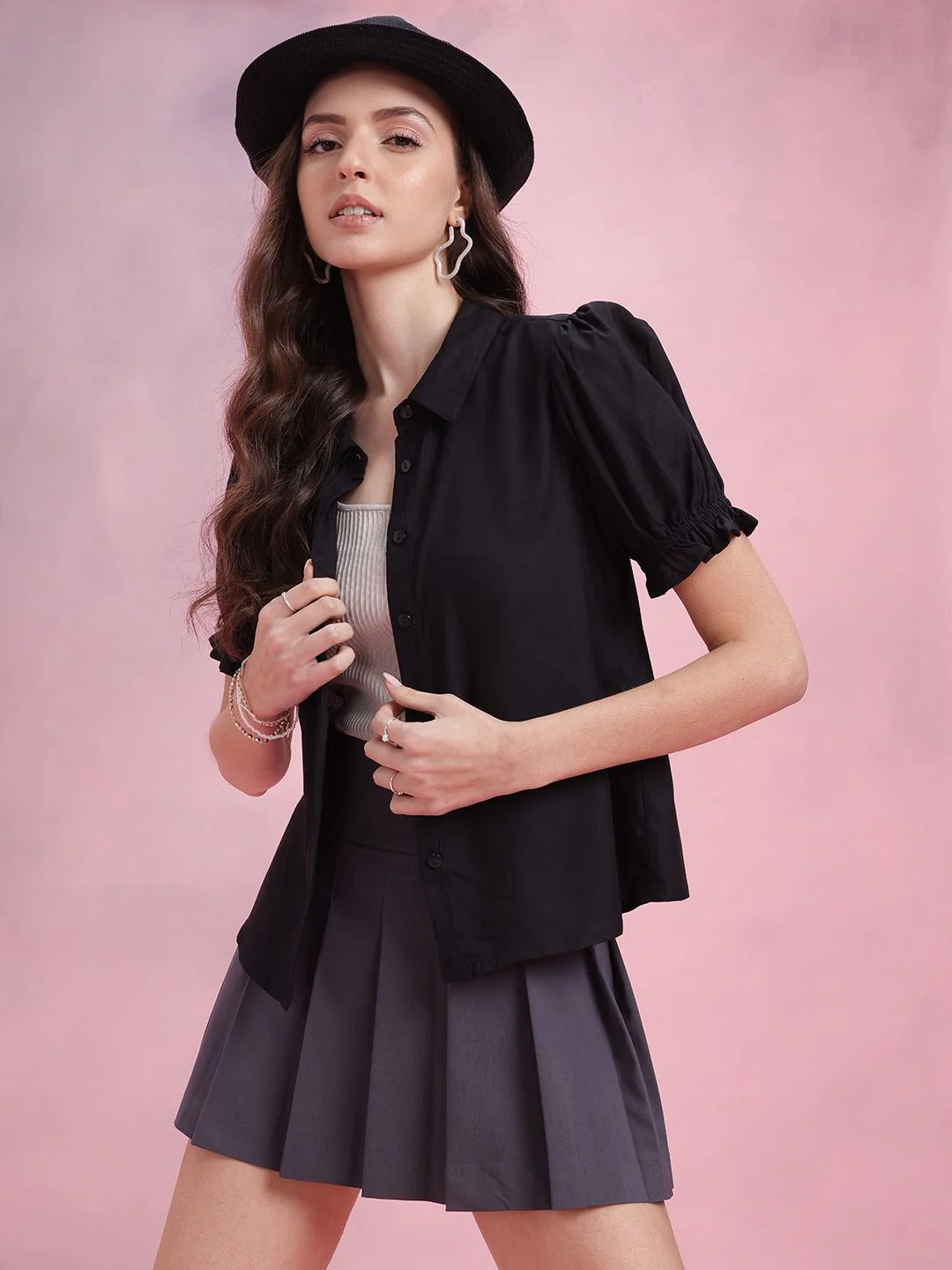DressBerry Puff Sleeves Casual Shirt