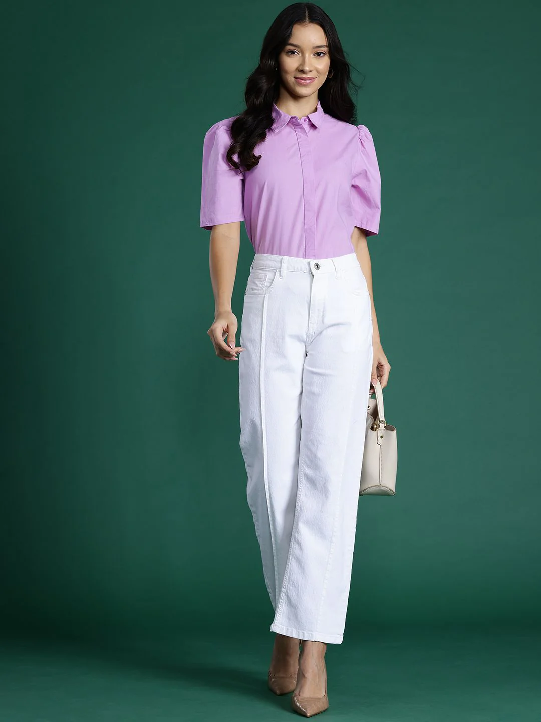DressBerry Puff Sleeves Opaque Casual Shirt - Image 4