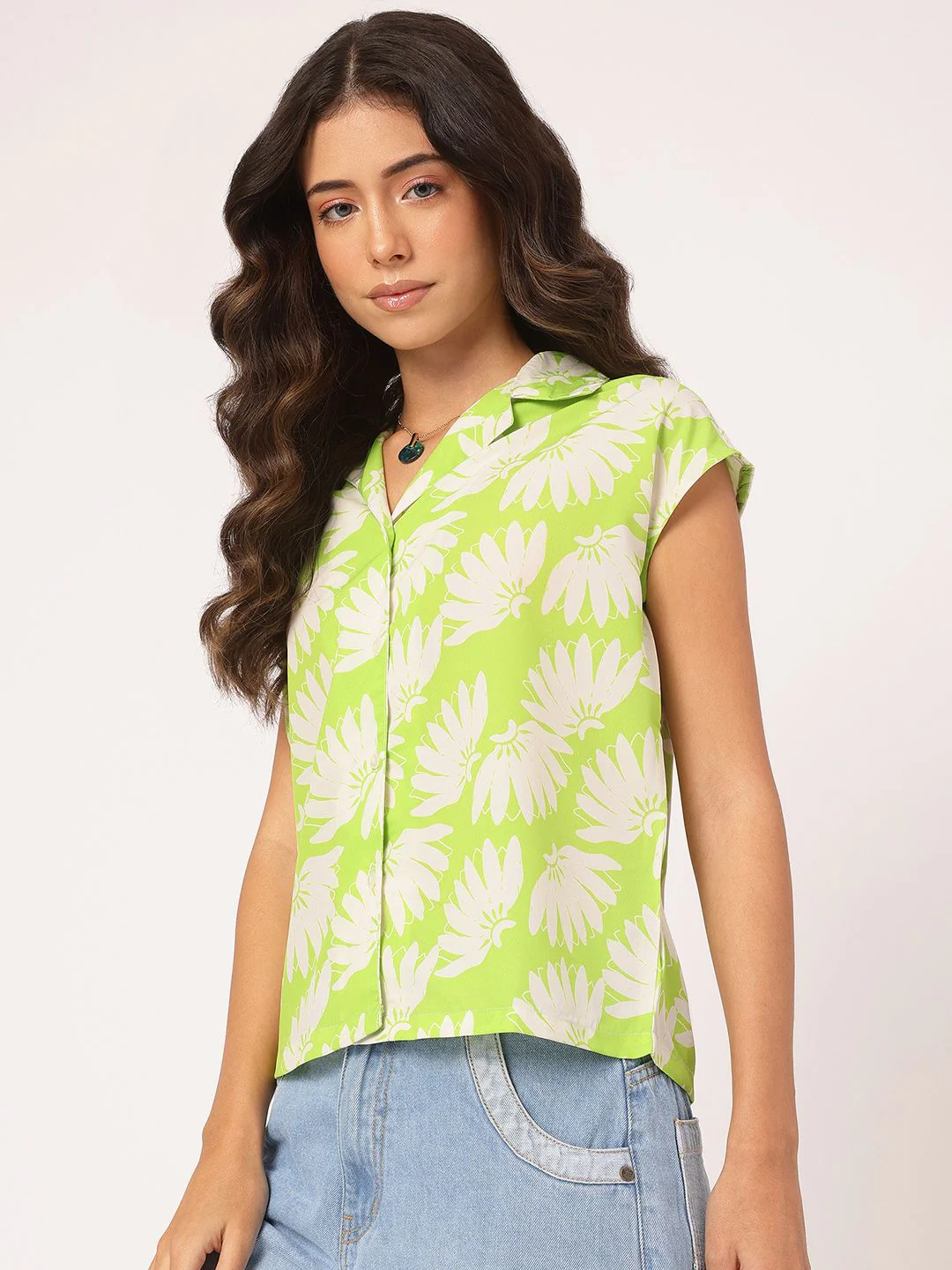 DressBerry Retro Blooms Floral Print Cuban Collar Shirt - Image 5