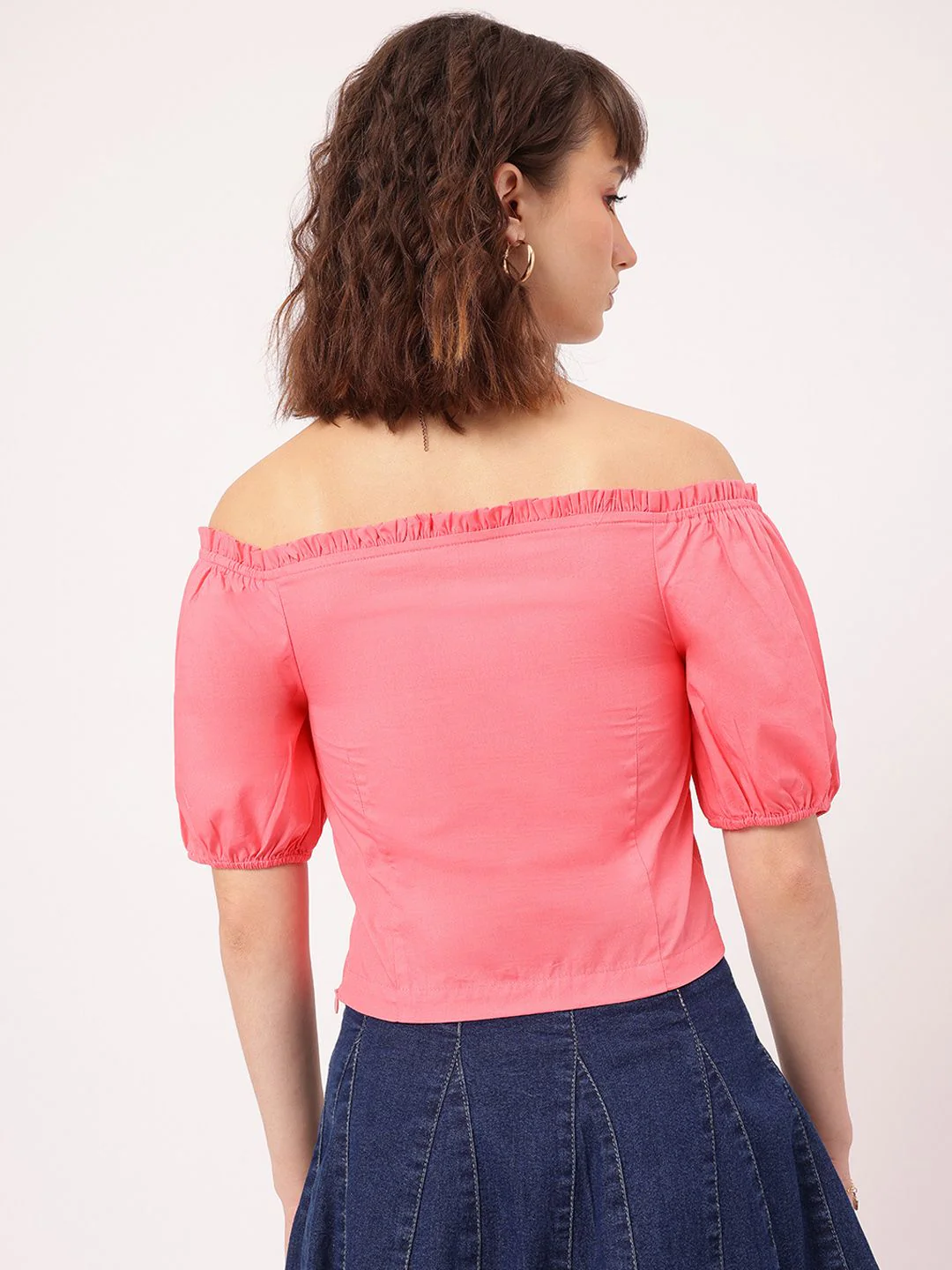 DressBerry Romantic Fusion Ruched Bardot Crop Top - Image 4