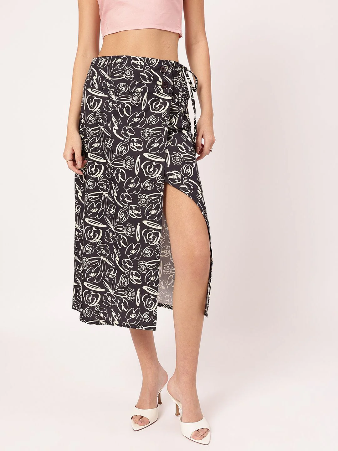 DressBerry Rose Revival Wrap-Style Skirt - Image 2