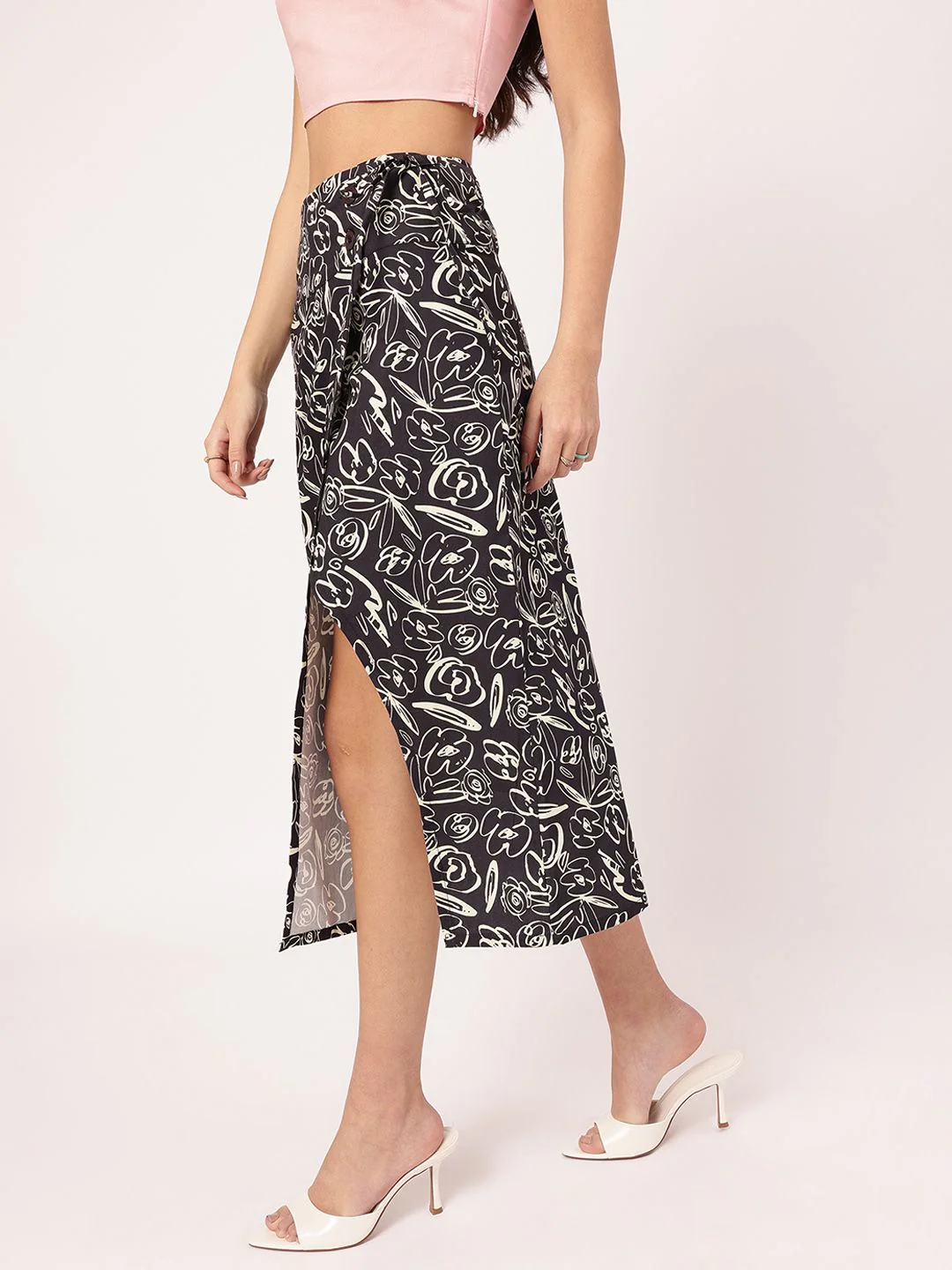 DressBerry Rose Revival Wrap-Style Skirt - Image 3