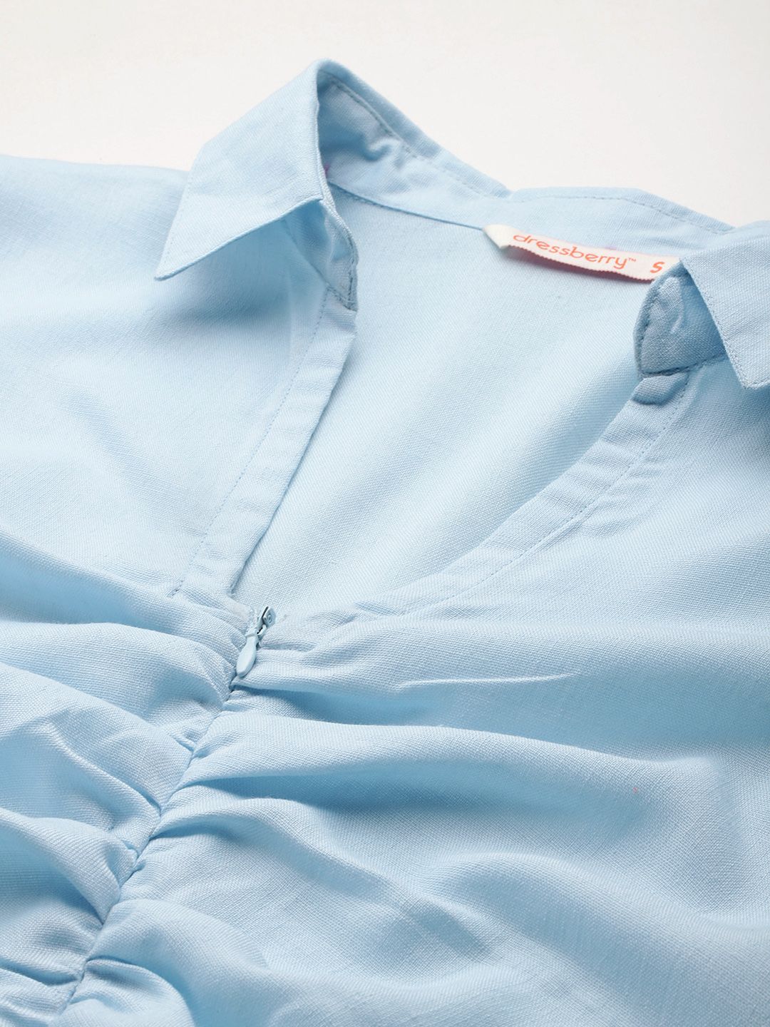 DressBerry Ruched Shirt Collar Top - Image 3