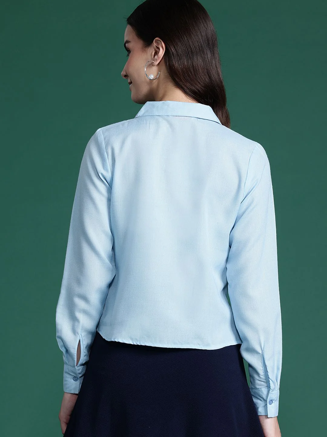 DressBerry Ruched Shirt Collar Top - Image 5