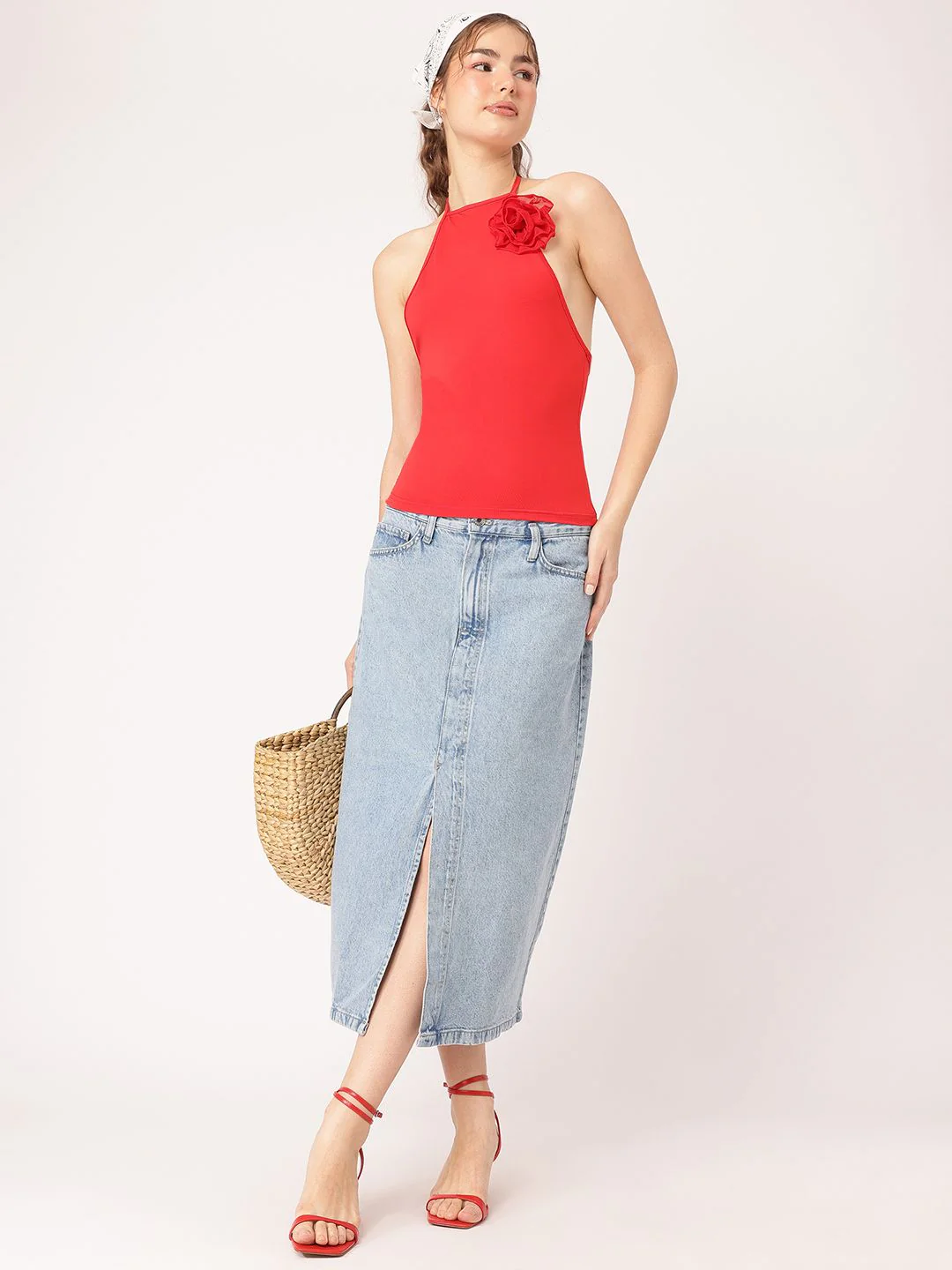 DressBerry Scarlet Statement Applique-Detail Halter Neck Top - Image 5
