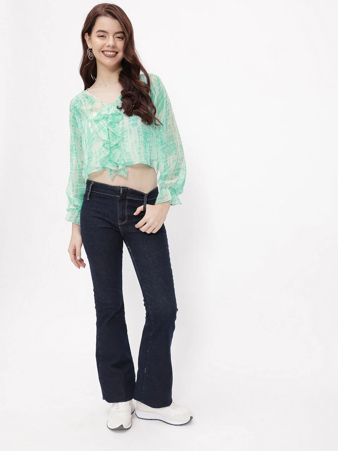 DressBerry Shibori Dyed Ruffle Romance Sheer Top - Image 6