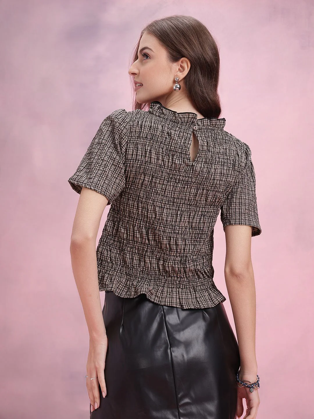 DressBerry Smocked Checked Top - Image 4