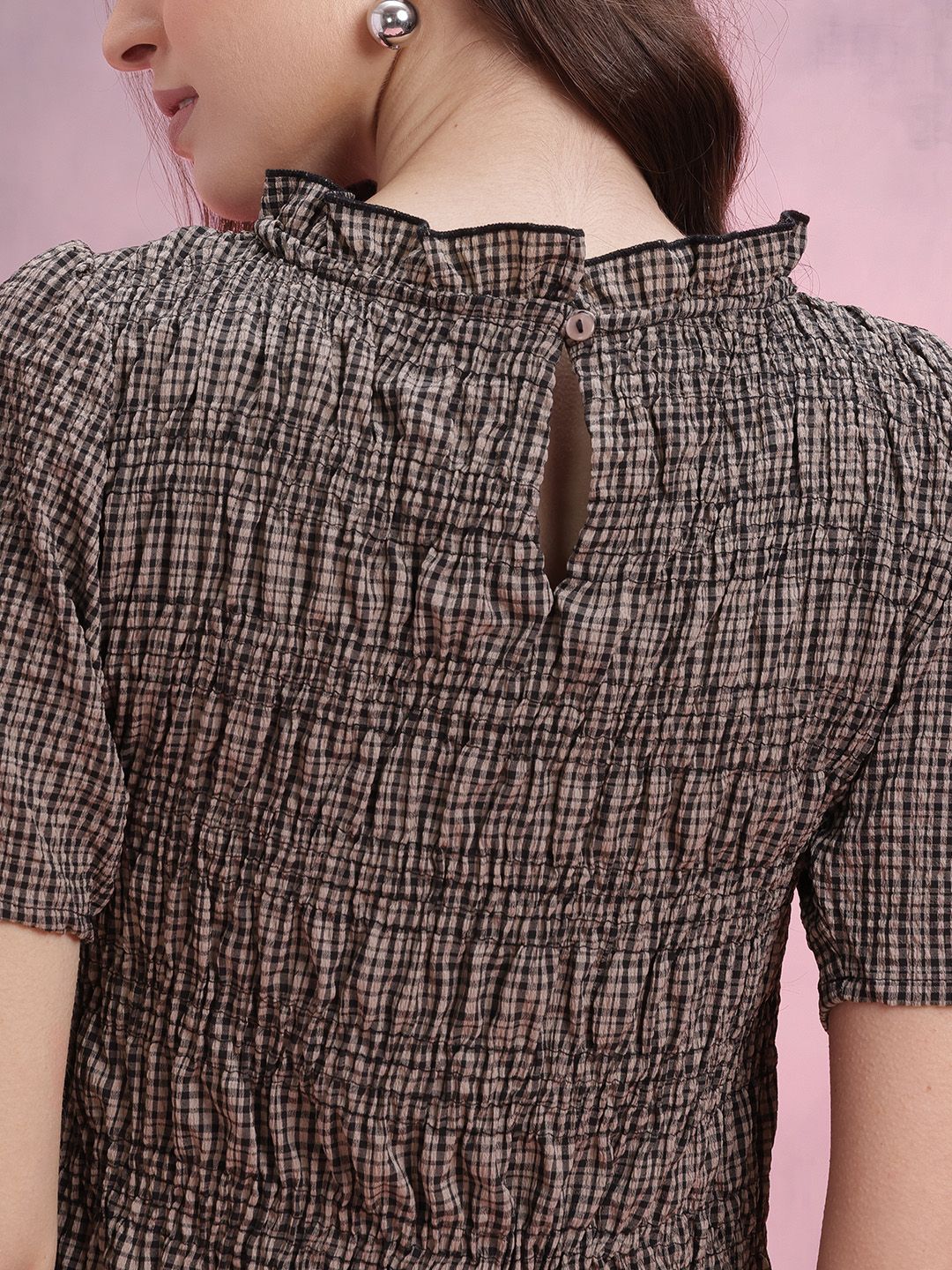 DressBerry Smocked Checked Top - Image 7