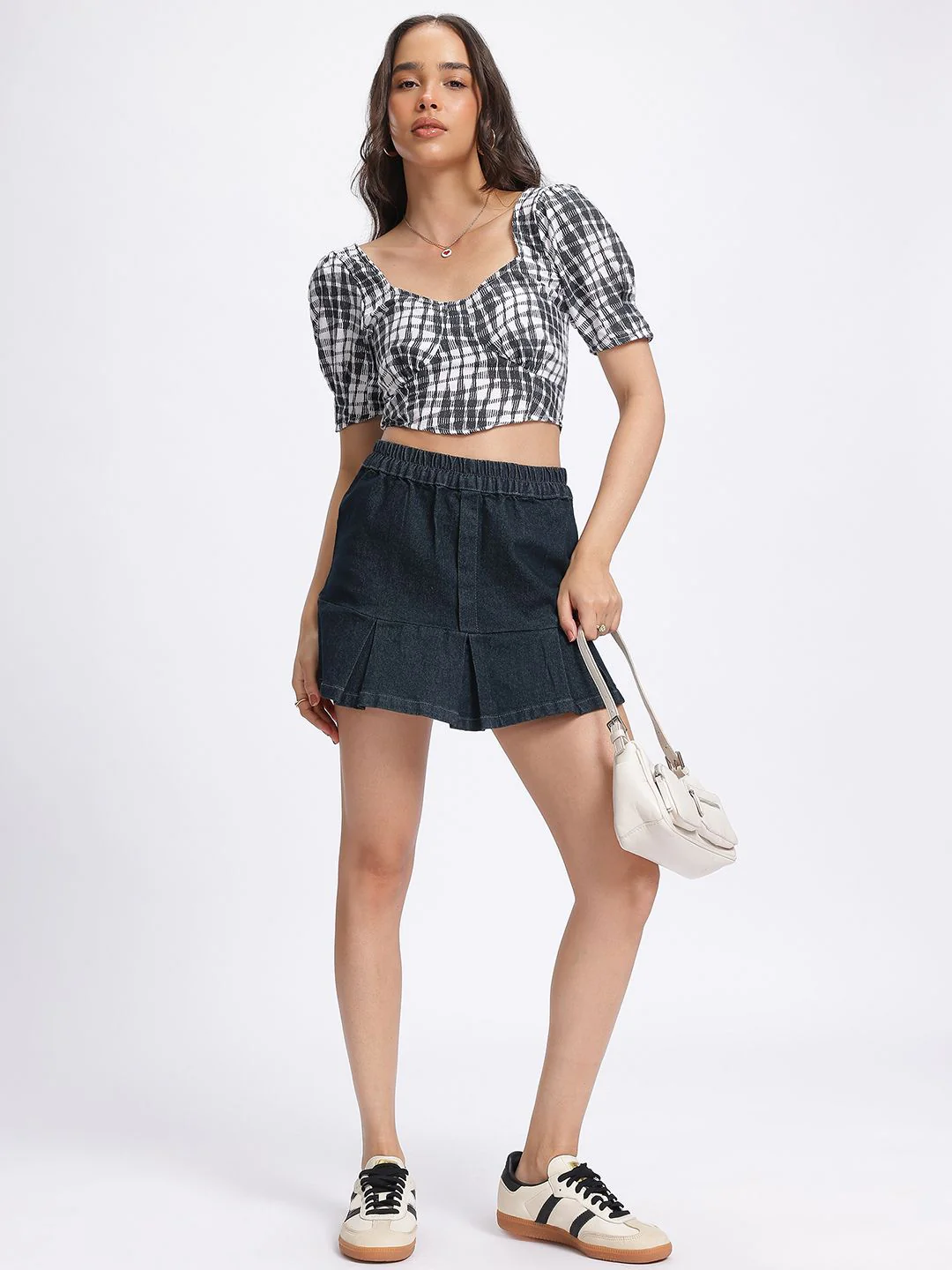 DressBerry Smocked Monochrome Crop Top - Image 7