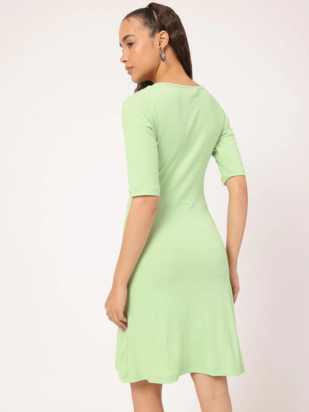 DressBerry Soft Grunge Ribbed Fit & Flare Dress - Image 4
