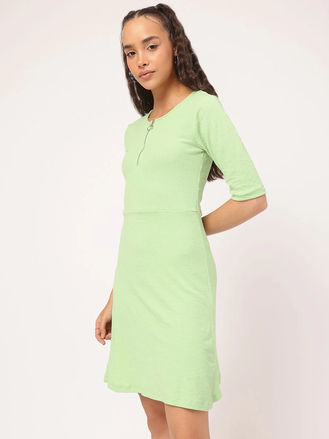 DressBerry Soft Grunge Ribbed Fit & Flare Dress - Image 5