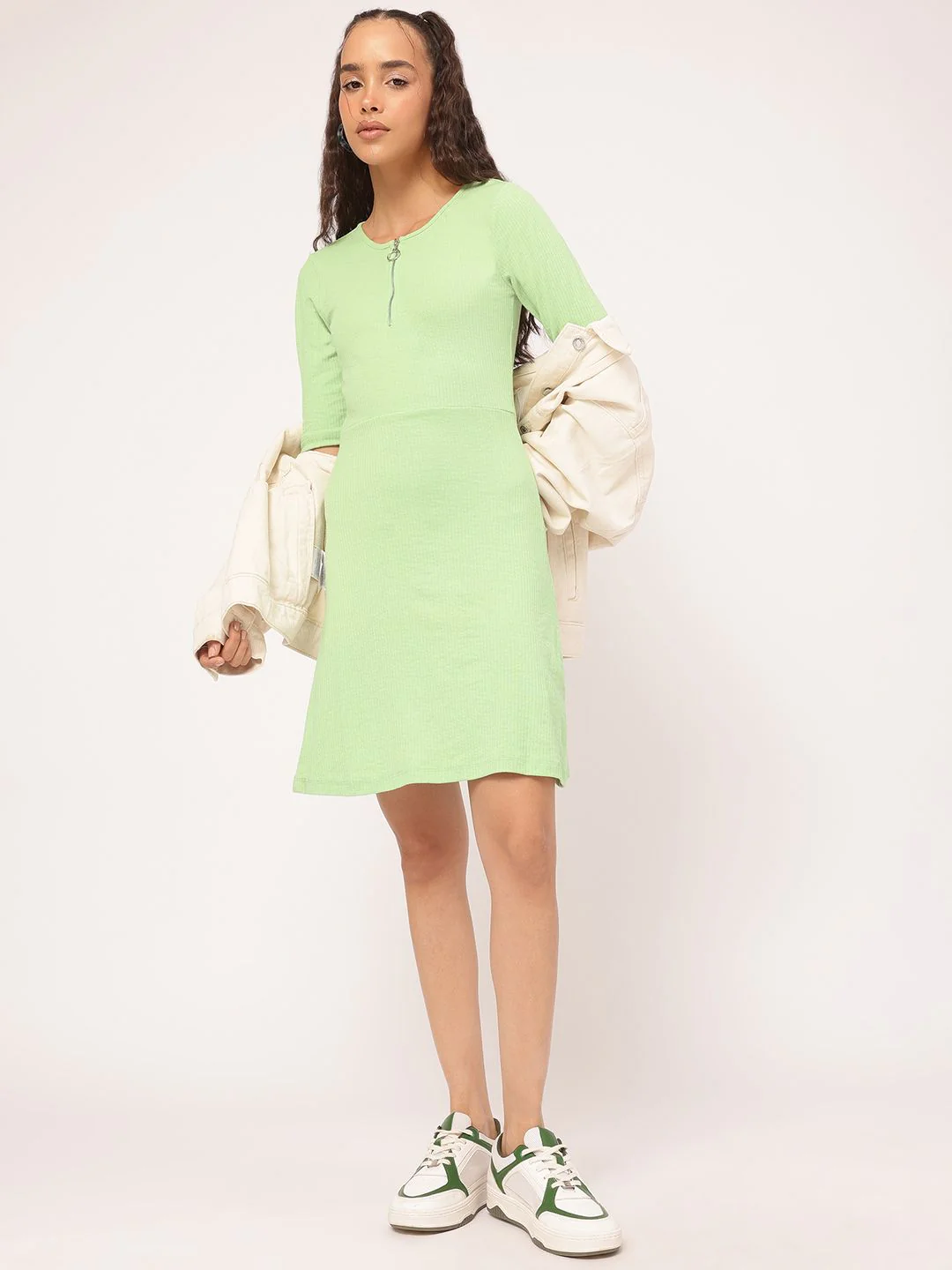 DressBerry Soft Grunge Ribbed Fit & Flare Dress - Image 6