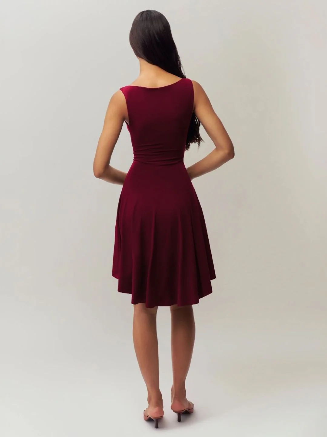 DressBerry Solid Boat Neck A-Line Above Knee Dress - Image 3