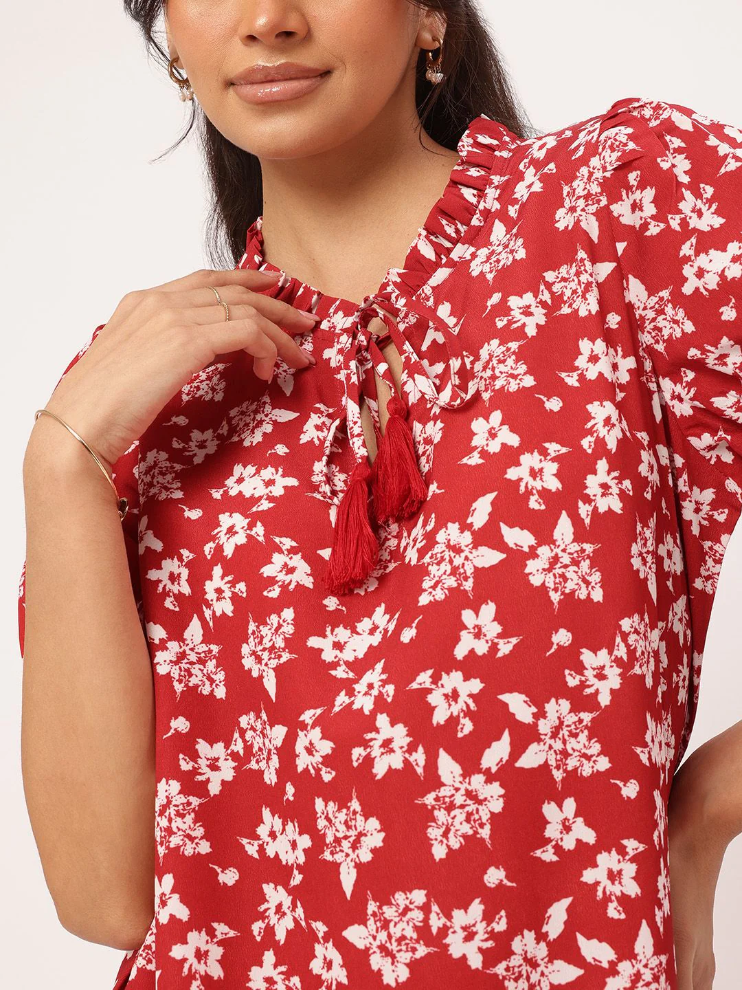 DressBerry Spring Romantics Floral Print Tie-Up Neck Mini Sheath Dress - Image 3