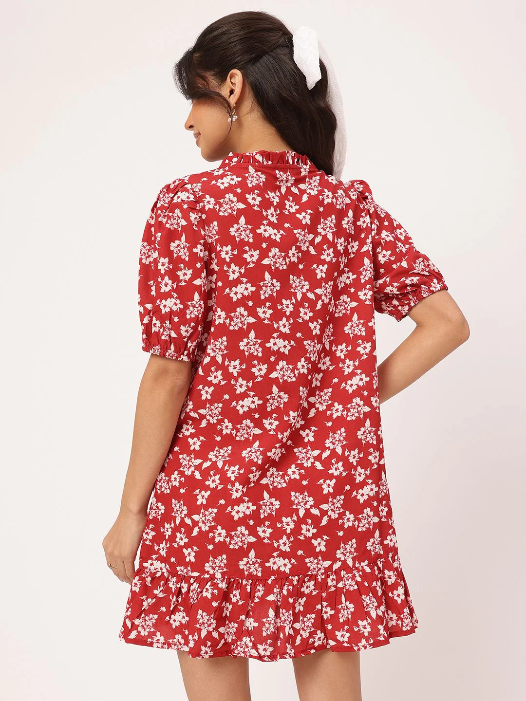 DressBerry Spring Romantics Floral Print Tie-Up Neck Mini Sheath Dress - Image 4