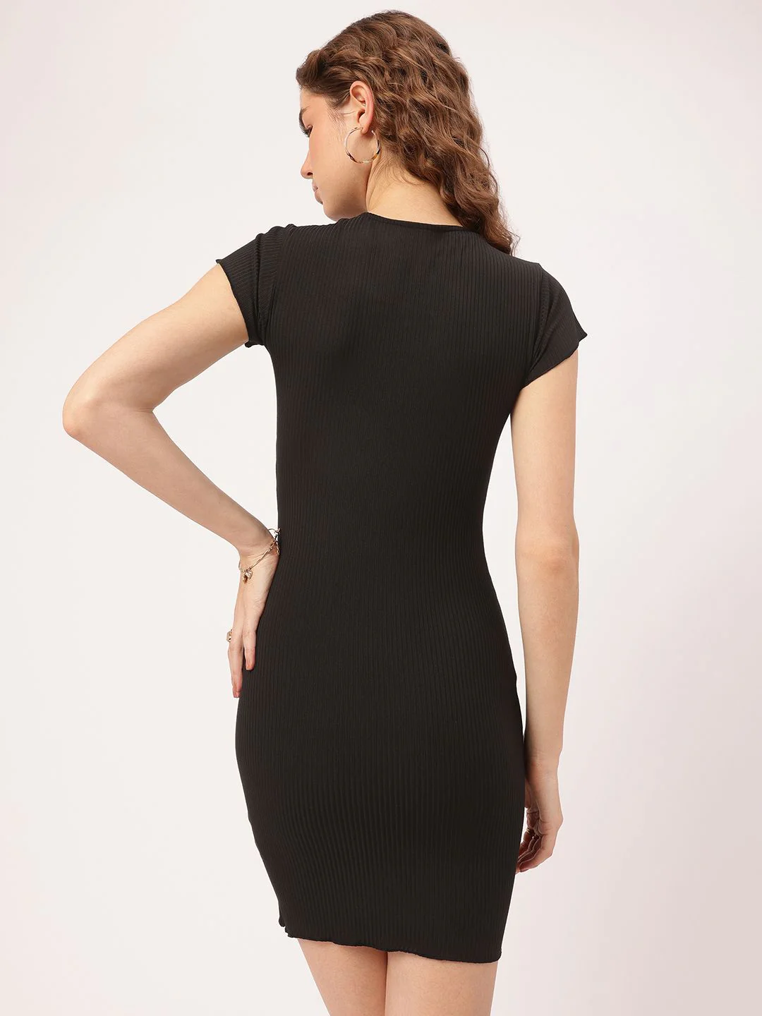 DressBerry Street Chic Slay Ribbed Lace-Up Mini Dress - Image 4