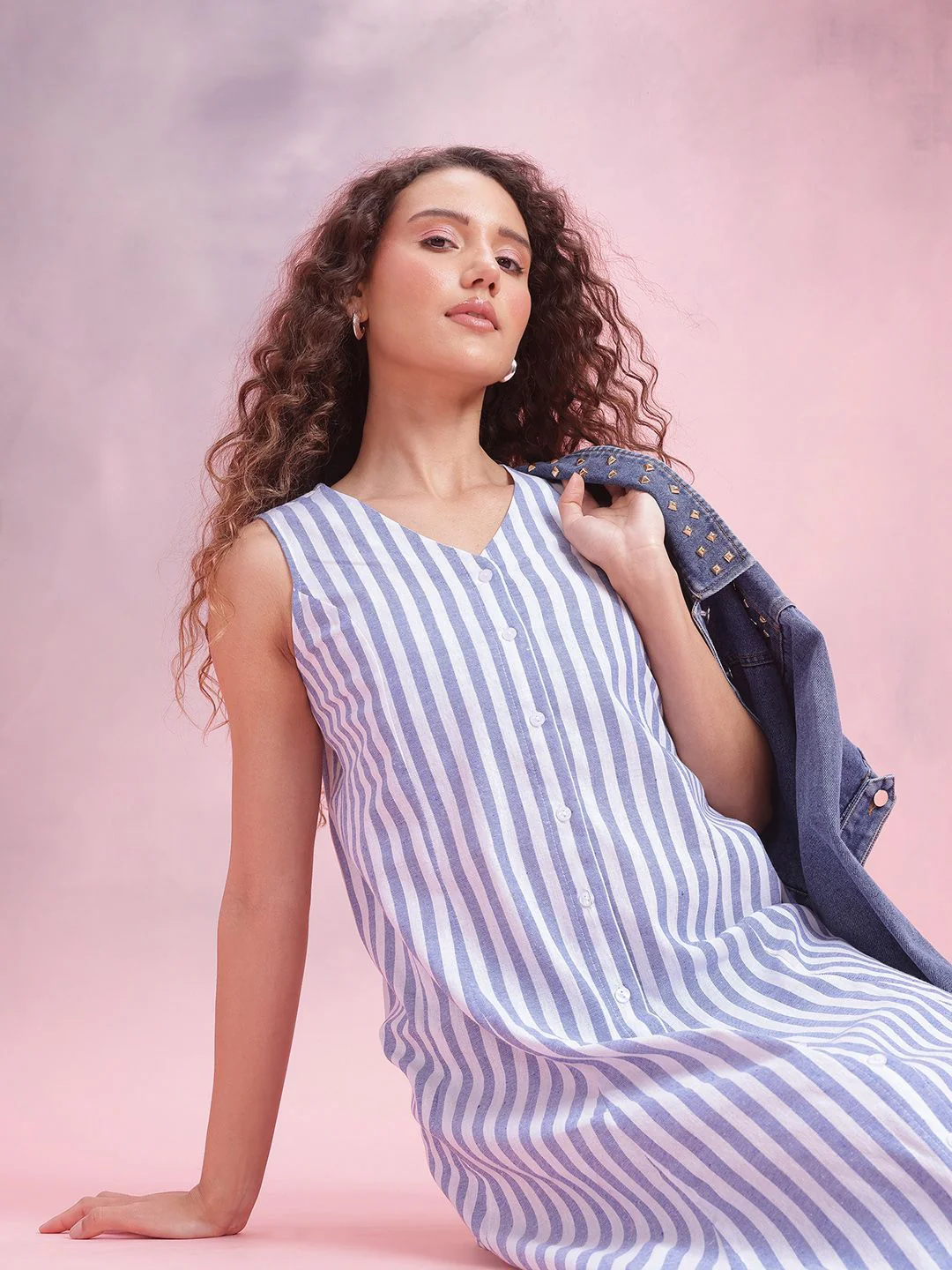 DressBerry Striped A-Line Midi Dress