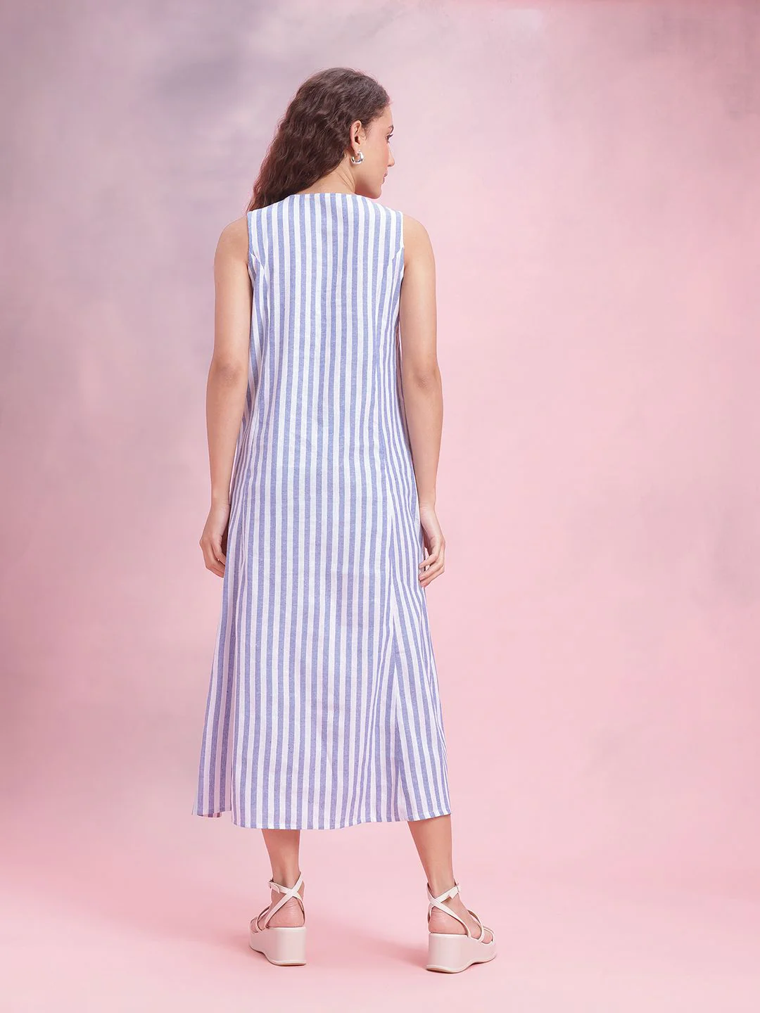 DressBerry Striped A-Line Midi Dress - Image 4