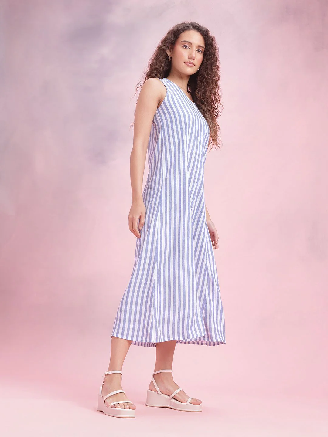 DressBerry Striped A-Line Midi Dress - Image 5