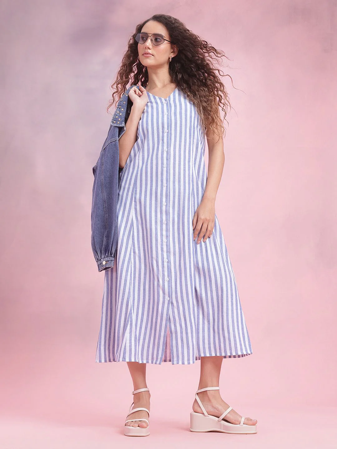 DressBerry Striped A-Line Midi Dress - Image 6