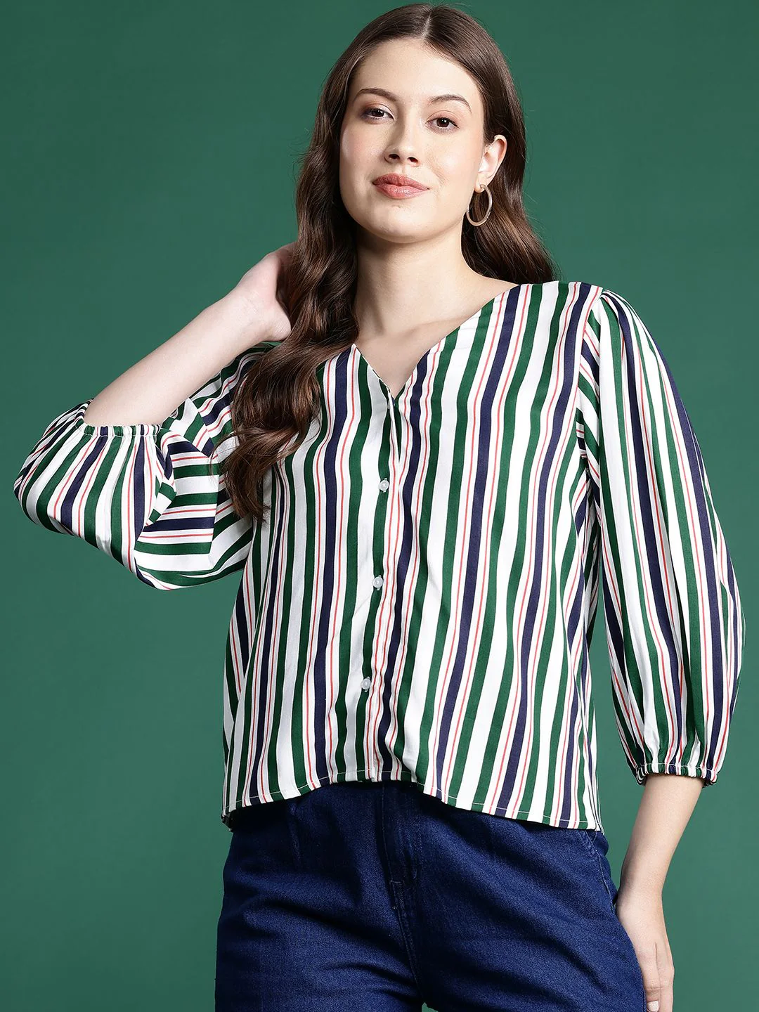 DressBerry Striped Puff Sleeve Top - Image 3
