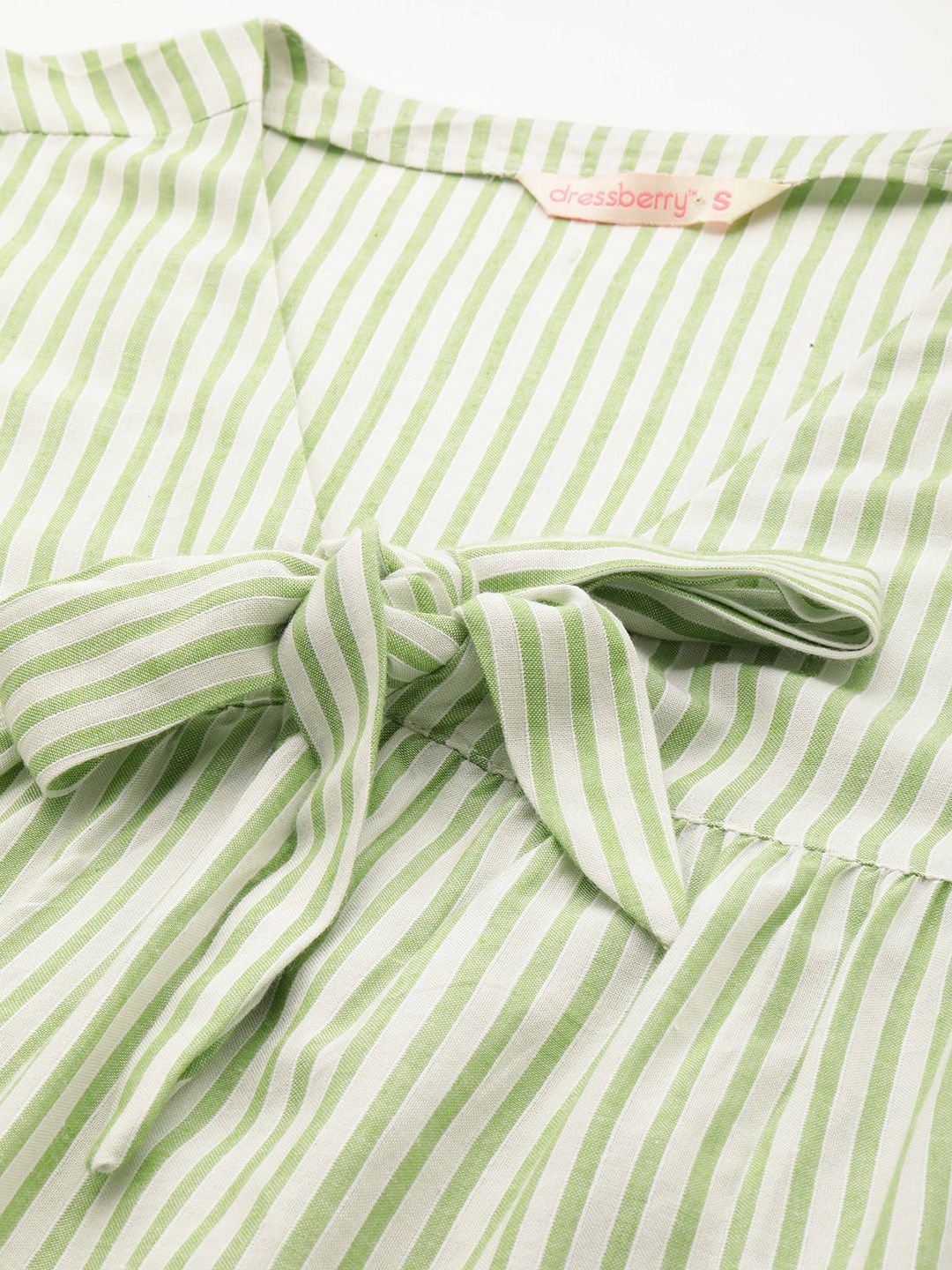 DressBerry Striped Tie-Up Neck Top - Image 2