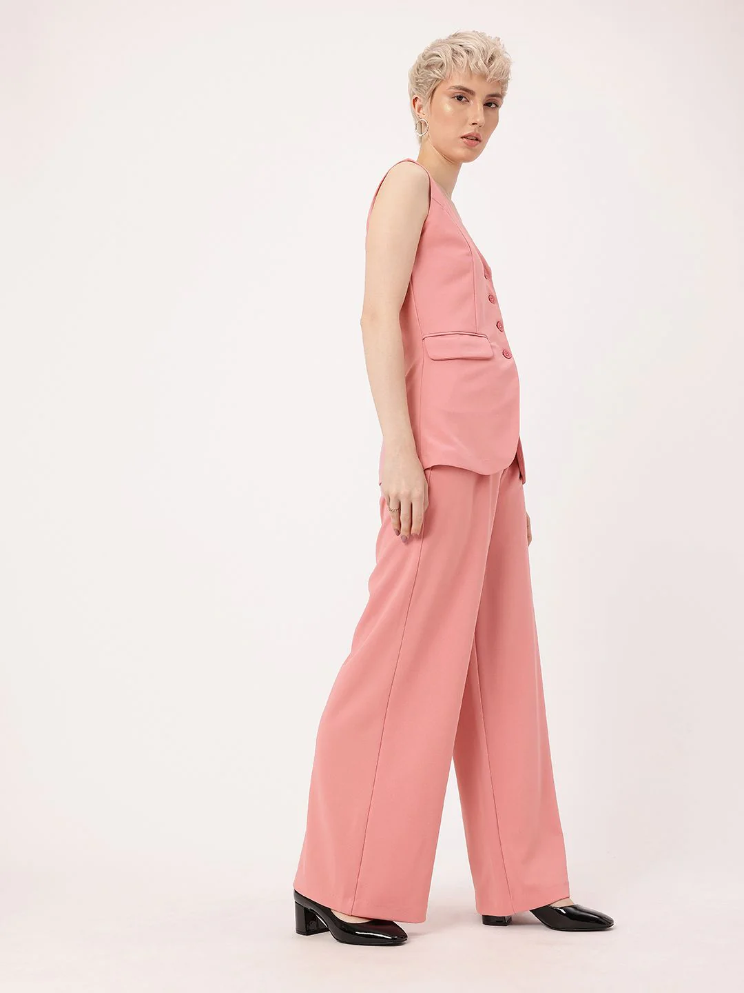 DressBerry Sweet Glamour V-Neck Top & Pleated Trousers Co-Ords - Image 3