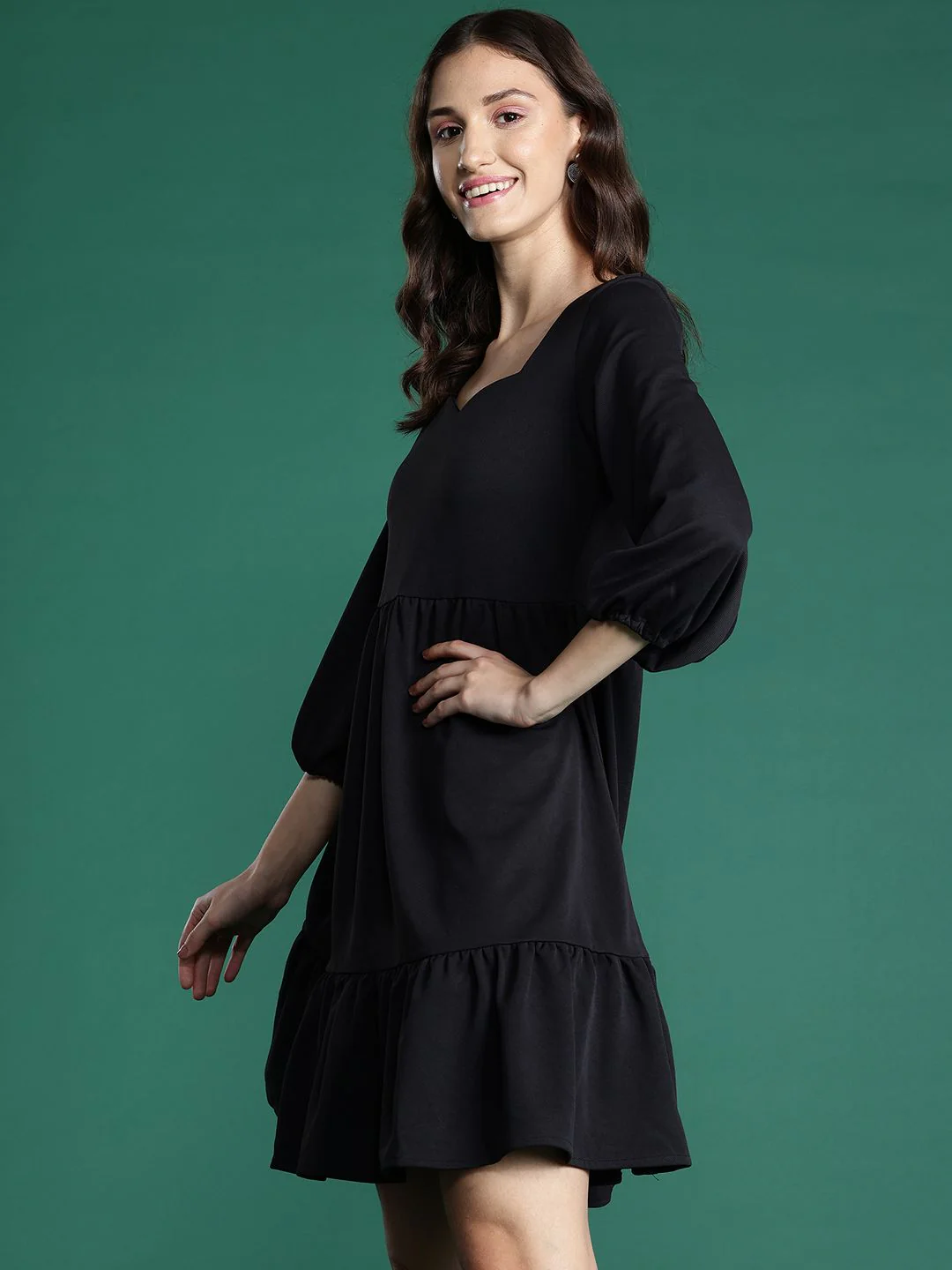 DressBerry Sweetheart Neck Puff Sleeve A-Line Dress - Image 3