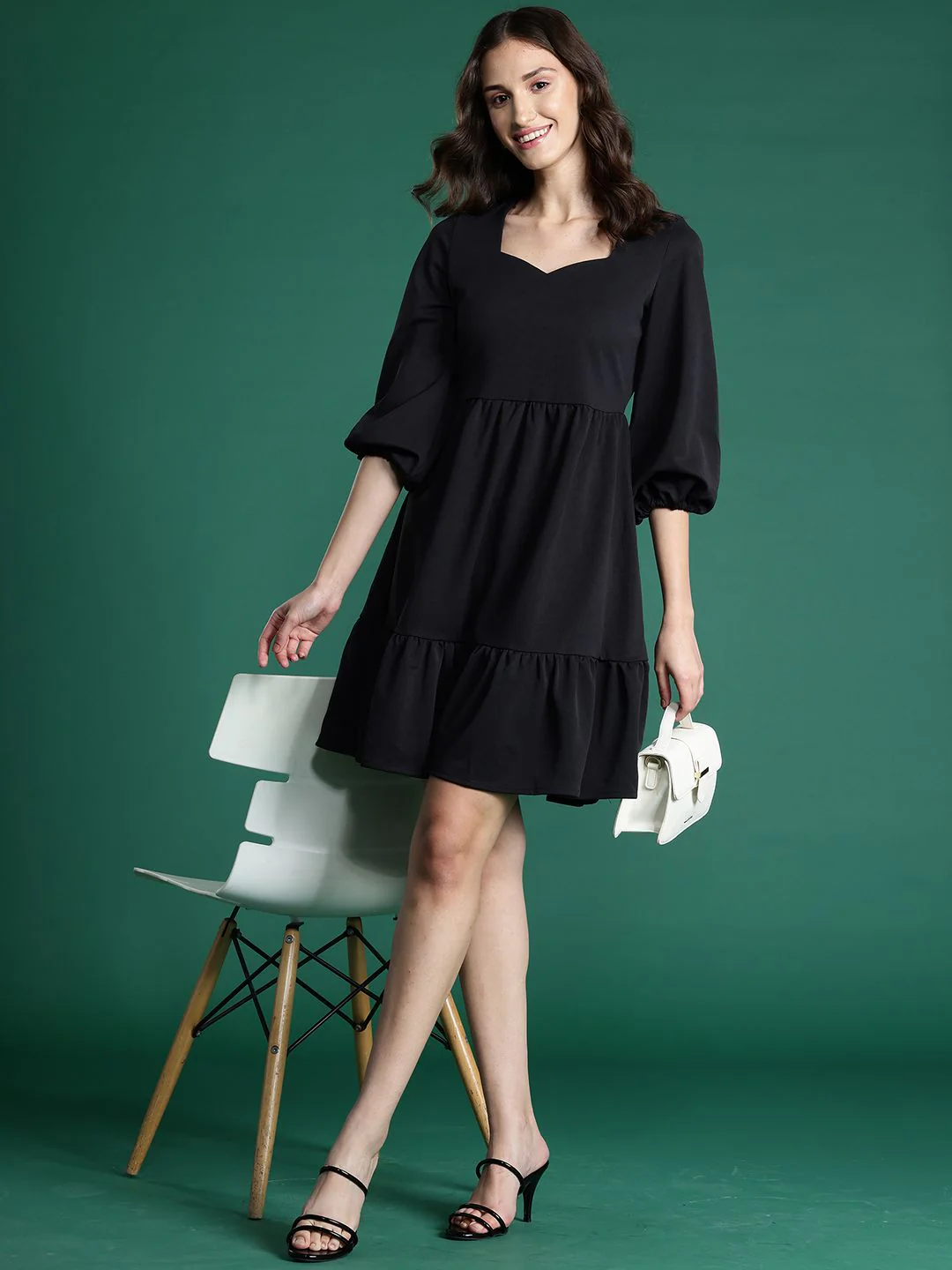 DressBerry Sweetheart Neck Puff Sleeve A-Line Dress - Image 4