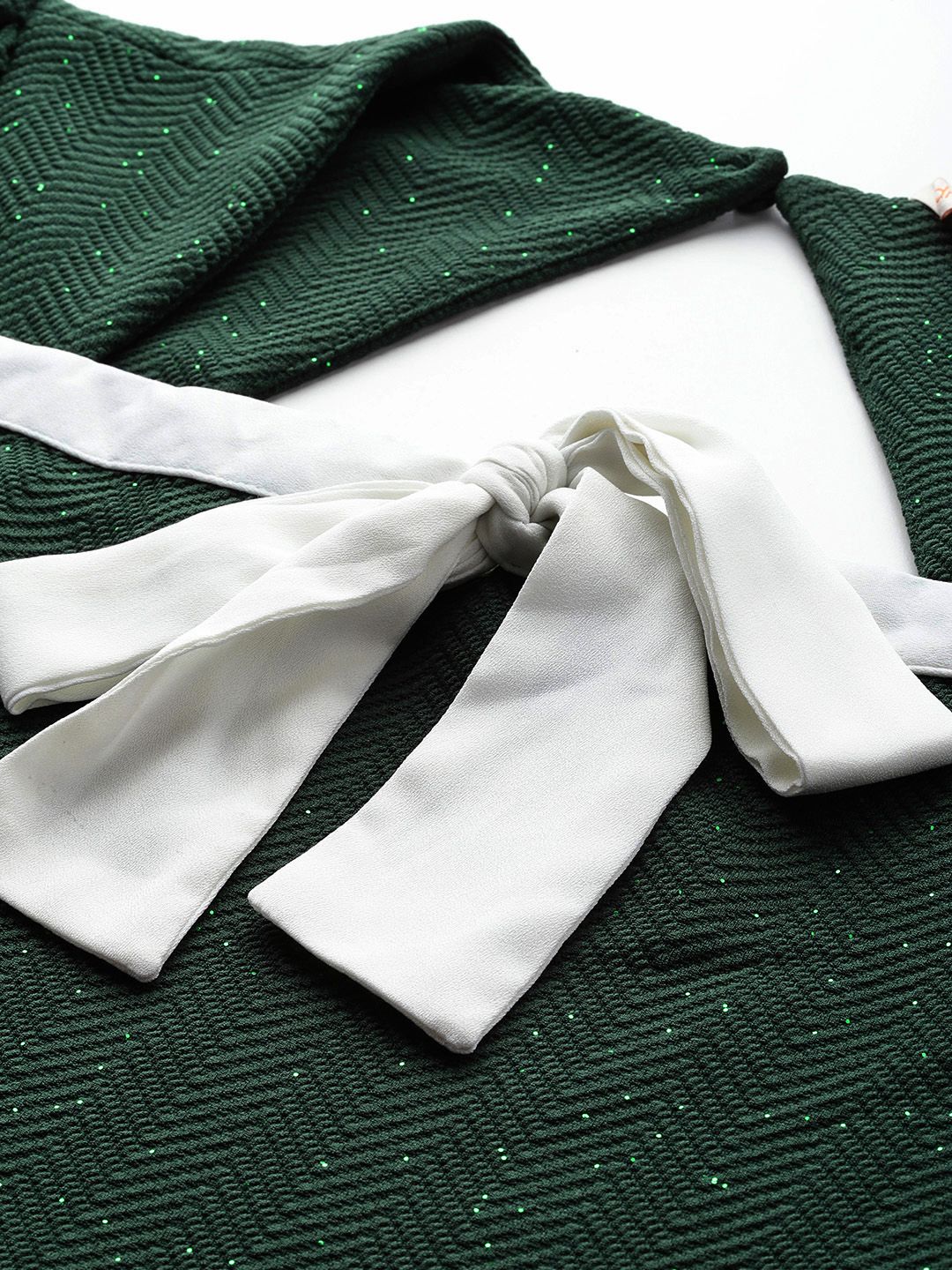 DressBerry Textured Bow-Detail A-Line Dress - Image 2