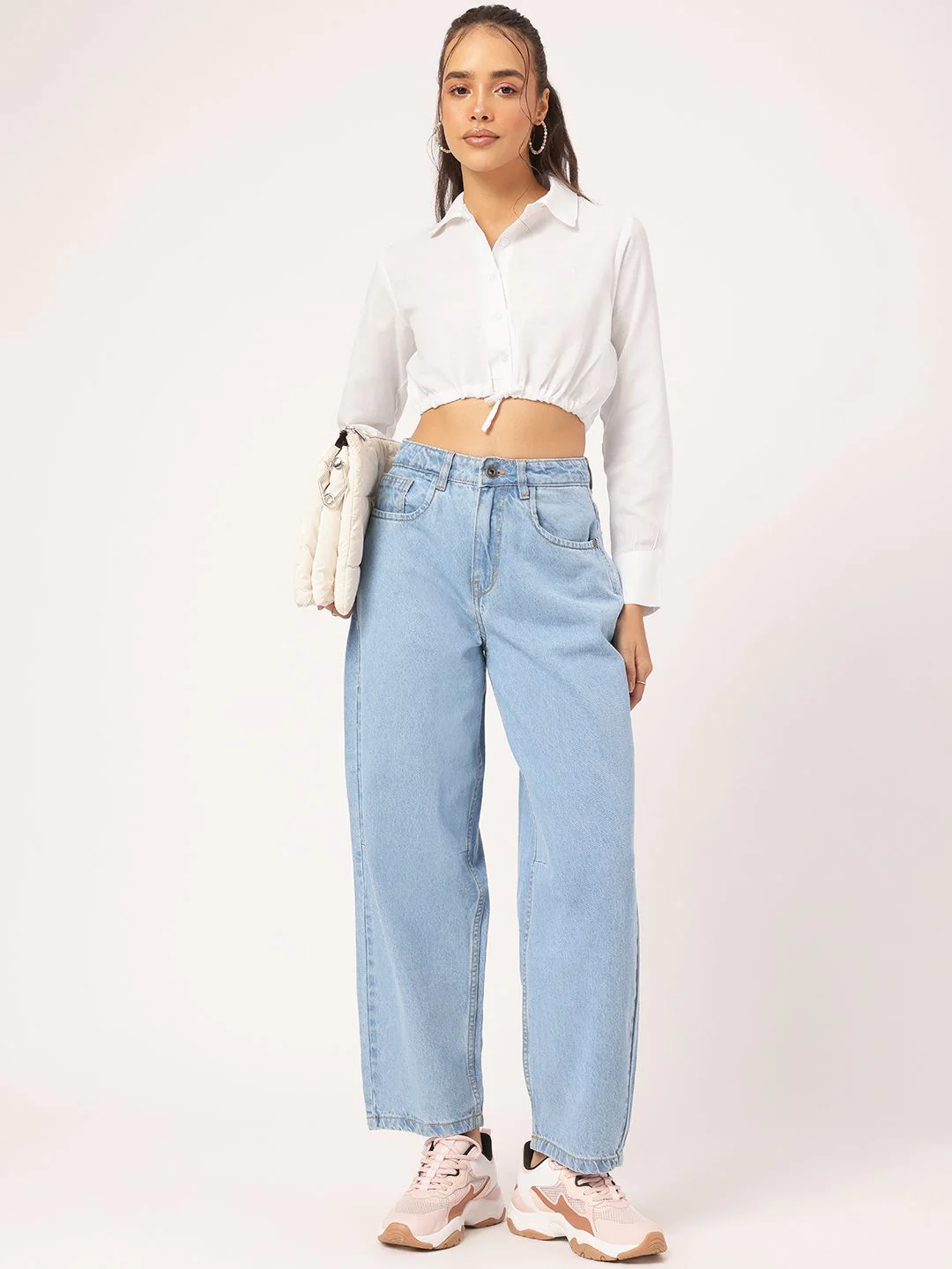 DressBerry Timeless Ties Cinched Waist Crop Shirt Style Top - Image 6