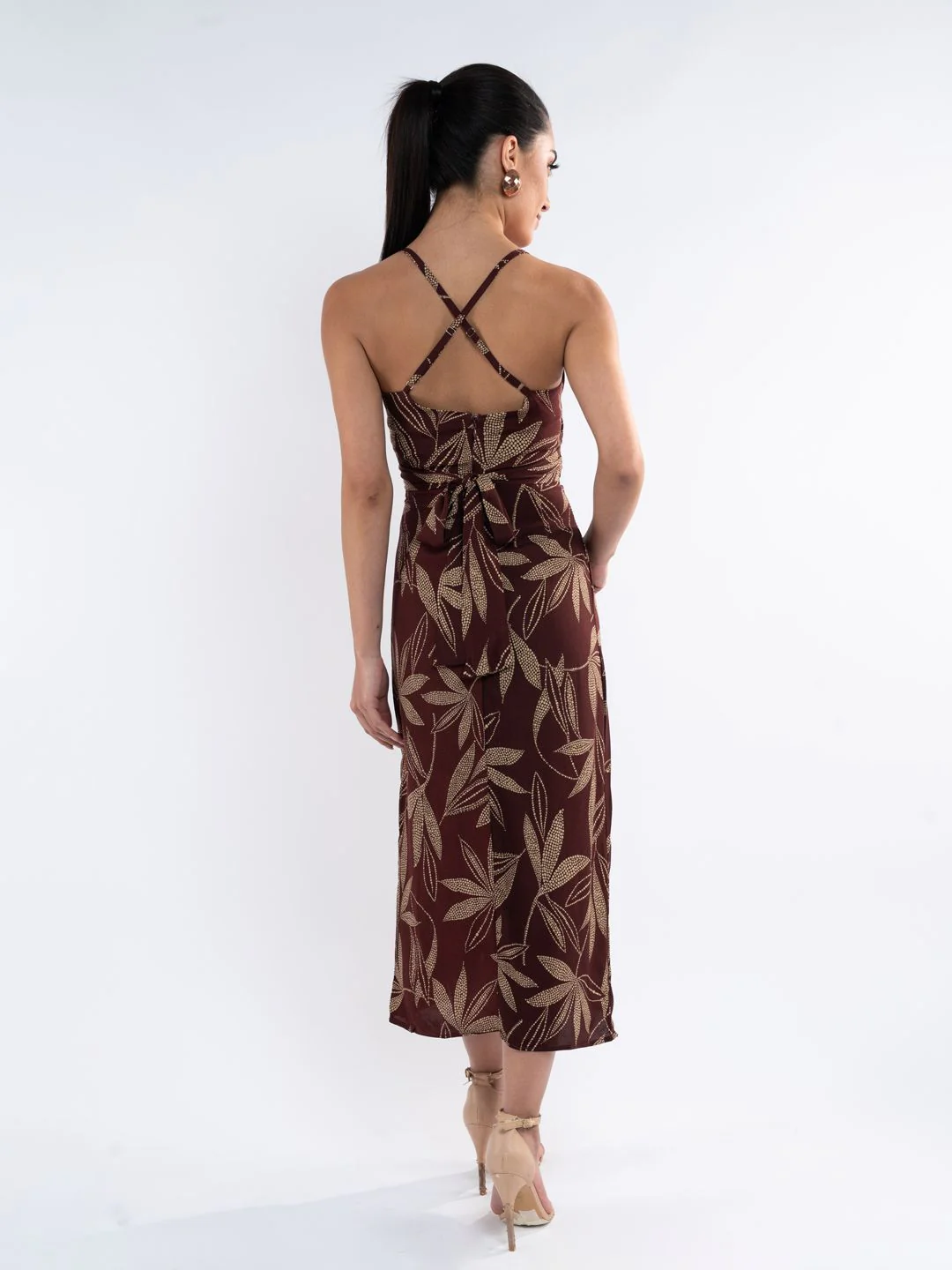 DressBerry Tropical Print A-Line Midi Dress - Image 6