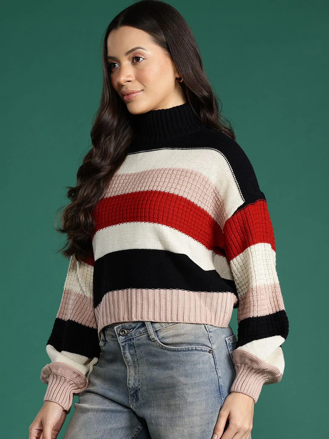 DressBerry Turtle Neck Striped Pullover - Image 3