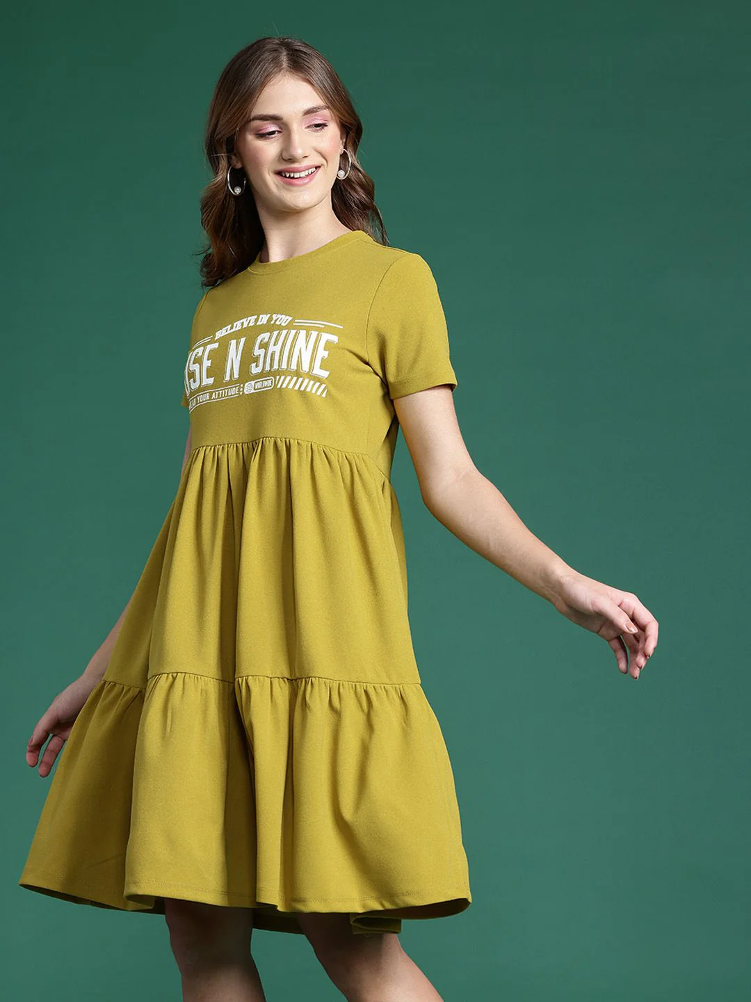 DressBerry Typography Print Fit & Flare Dress - Image 3