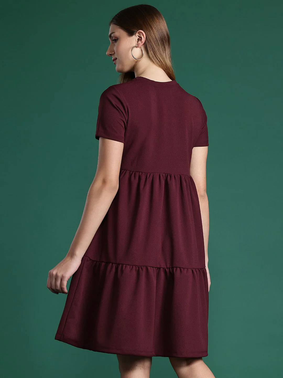 DressBerry Typography Printed Tiered A-Line Dress - Image 5