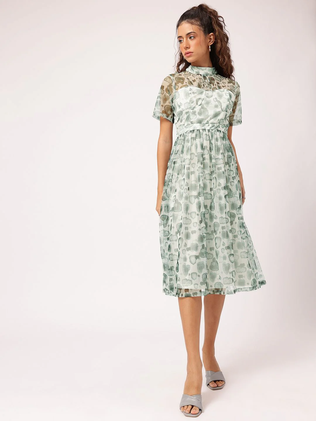 DressBerry Understated Inked Elegance Fit 'N' Flow Dress - Image 2