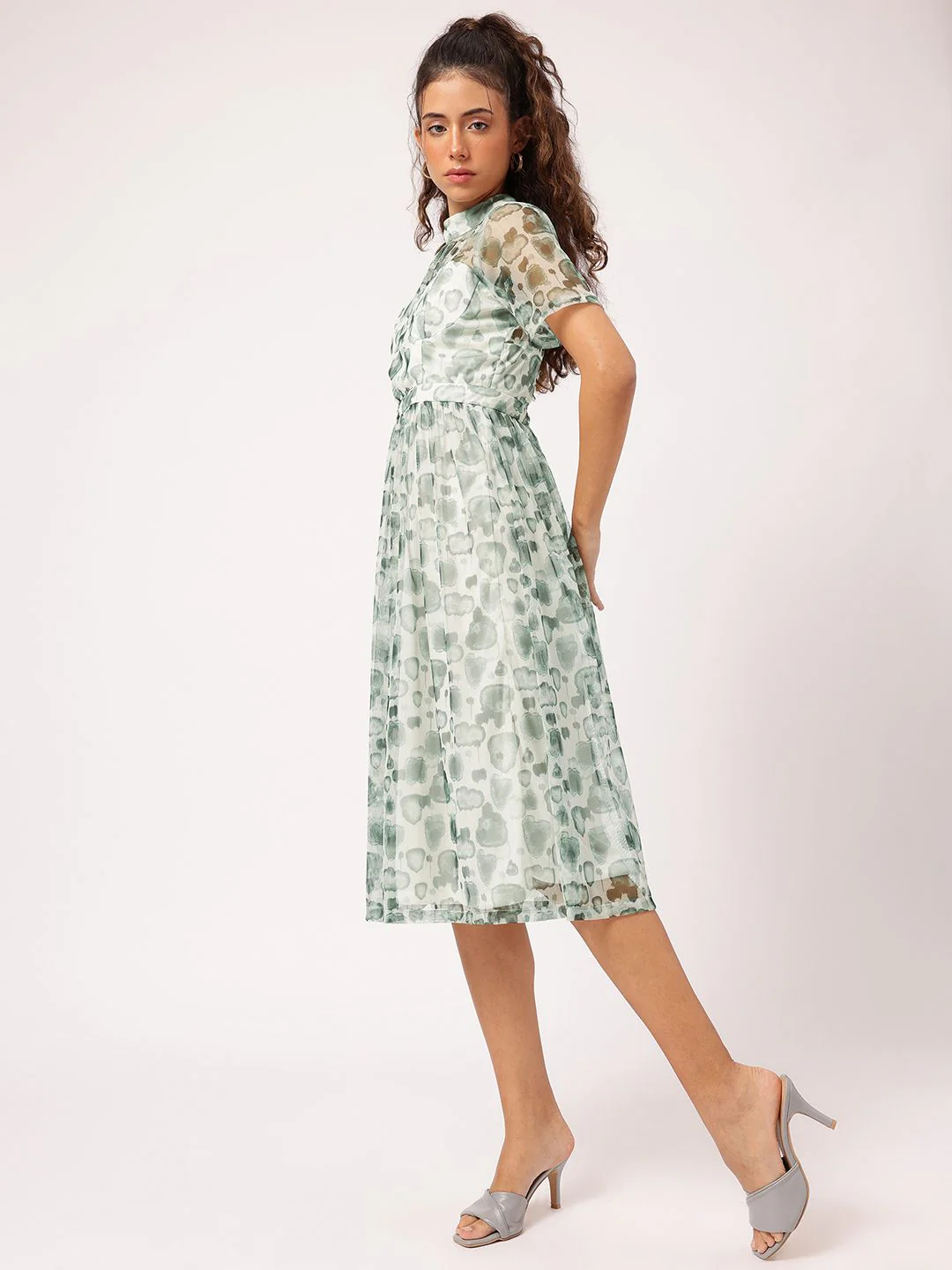 DressBerry Understated Inked Elegance Fit 'N' Flow Dress - Image 5