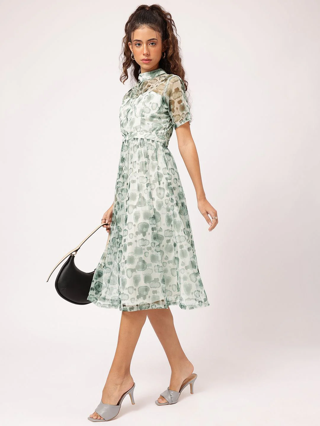 DressBerry Understated Inked Elegance Fit 'N' Flow Dress - Image 6