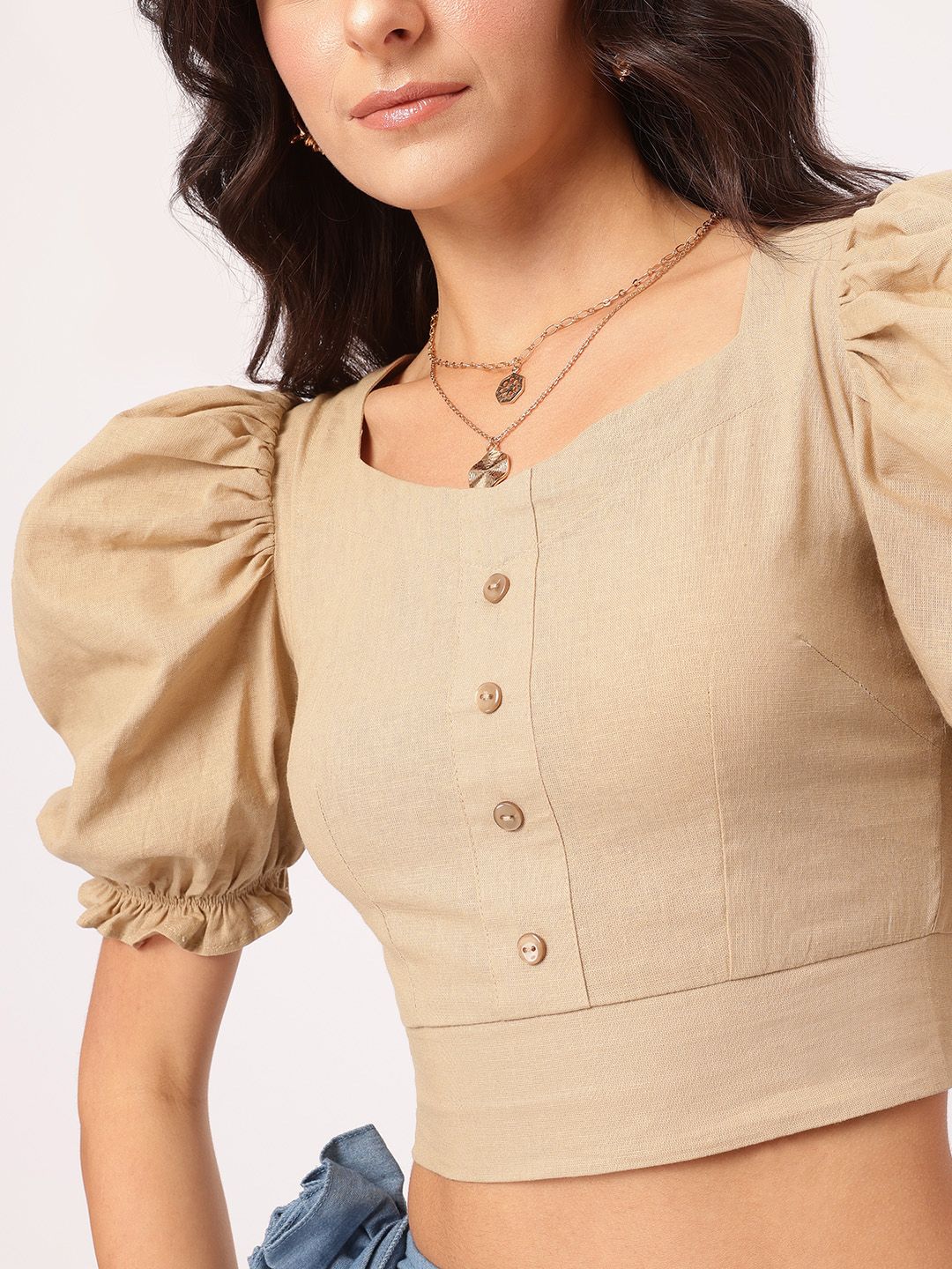 DressBerry Urban Boho Smocked Crop Top - Image 3