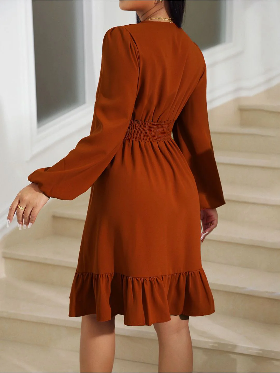 DressBerry V-Neck Fit and Flare Dress - Image 5