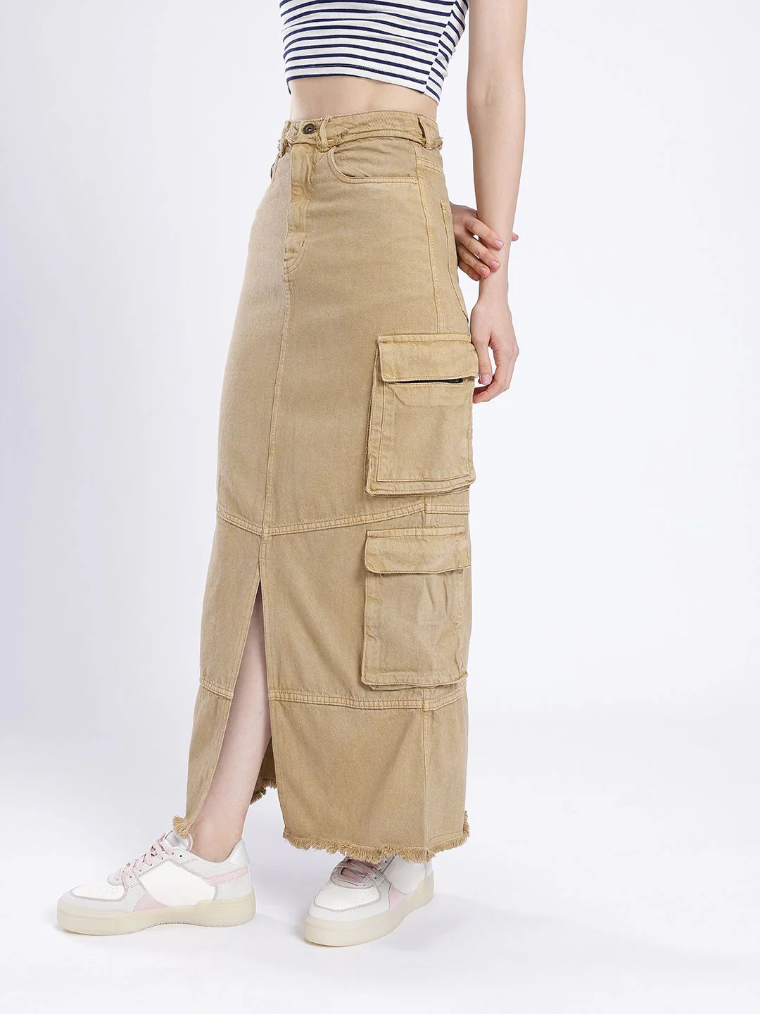 DressBerry Versatile Vogue Cargo Style Denim Maxi Skirt - Image 5