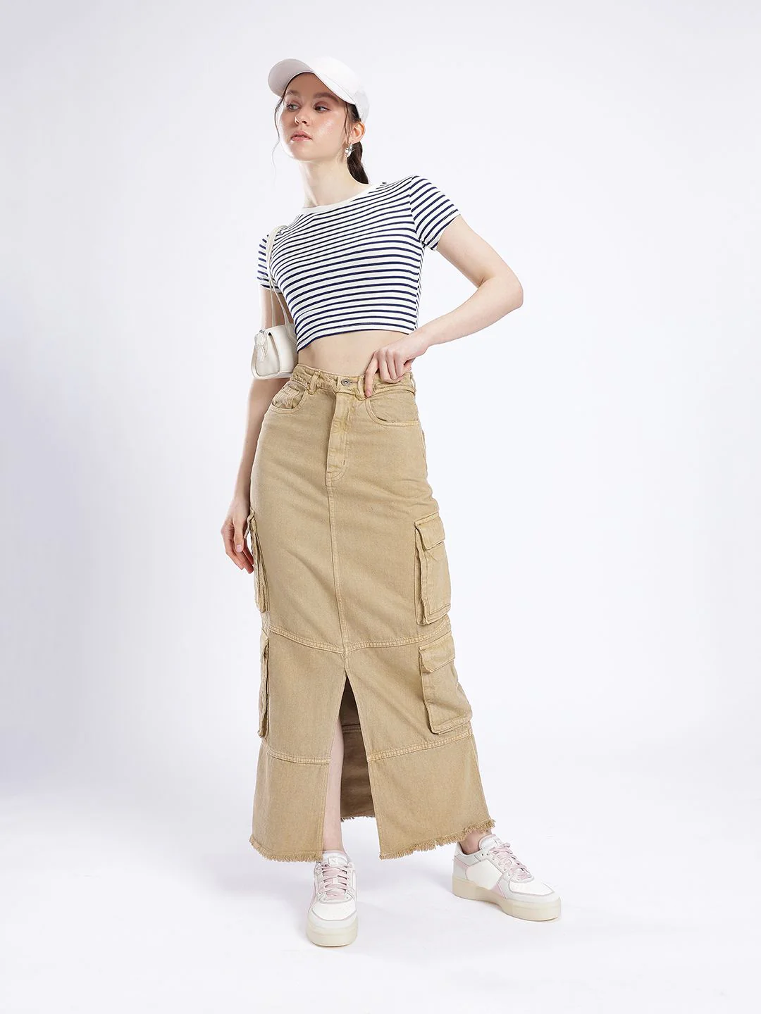 DressBerry Versatile Vogue Cargo Style Denim Maxi Skirt - Image 6