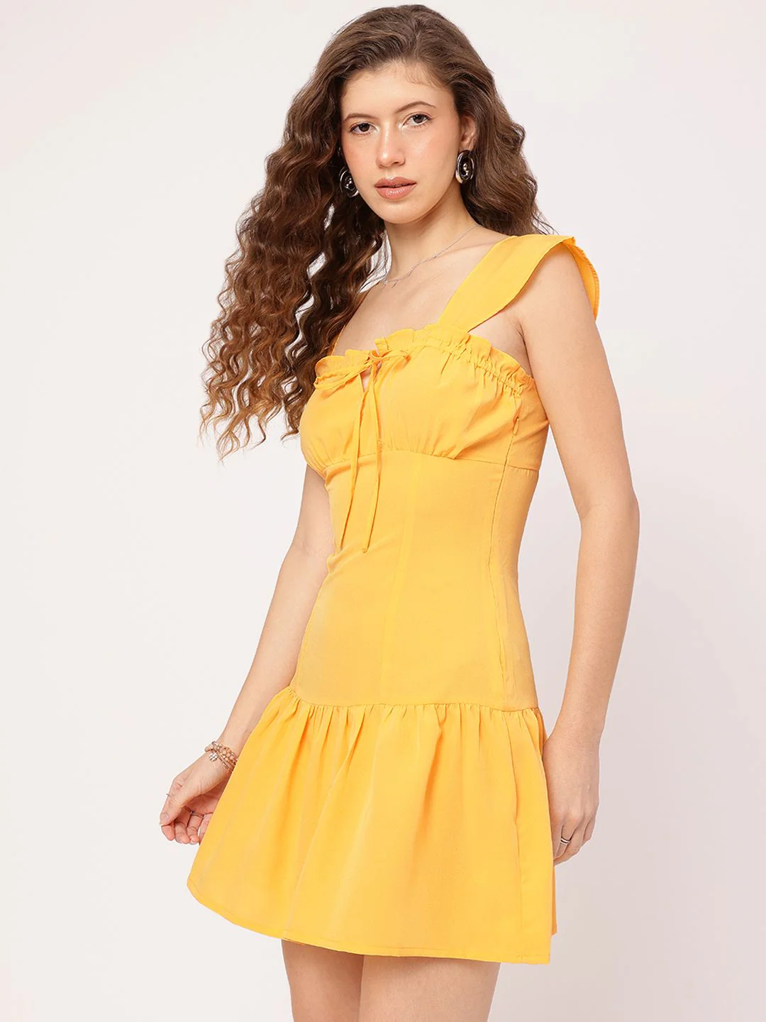 DressBerry Vibrant Vibes Ruffle Detail Tie-Up Sheath Dress - Image 5
